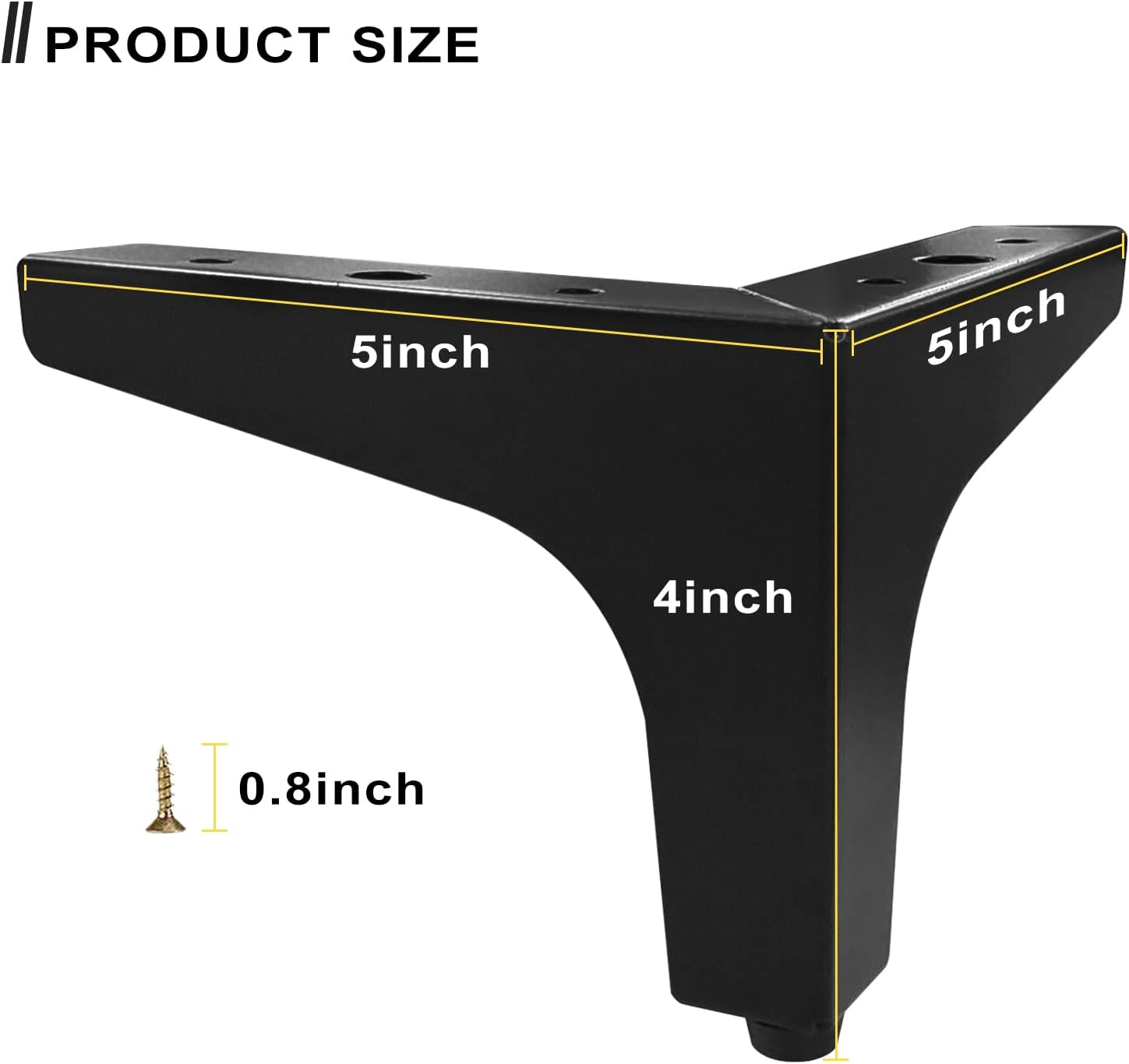 4 Inch Metal Furniture Legs Set of 4 - Cabinet, Couch, Dresser Feet - Modern Style Sofa Replacement Legs for Cupboard, Chair Risers - Black DIY image number 3