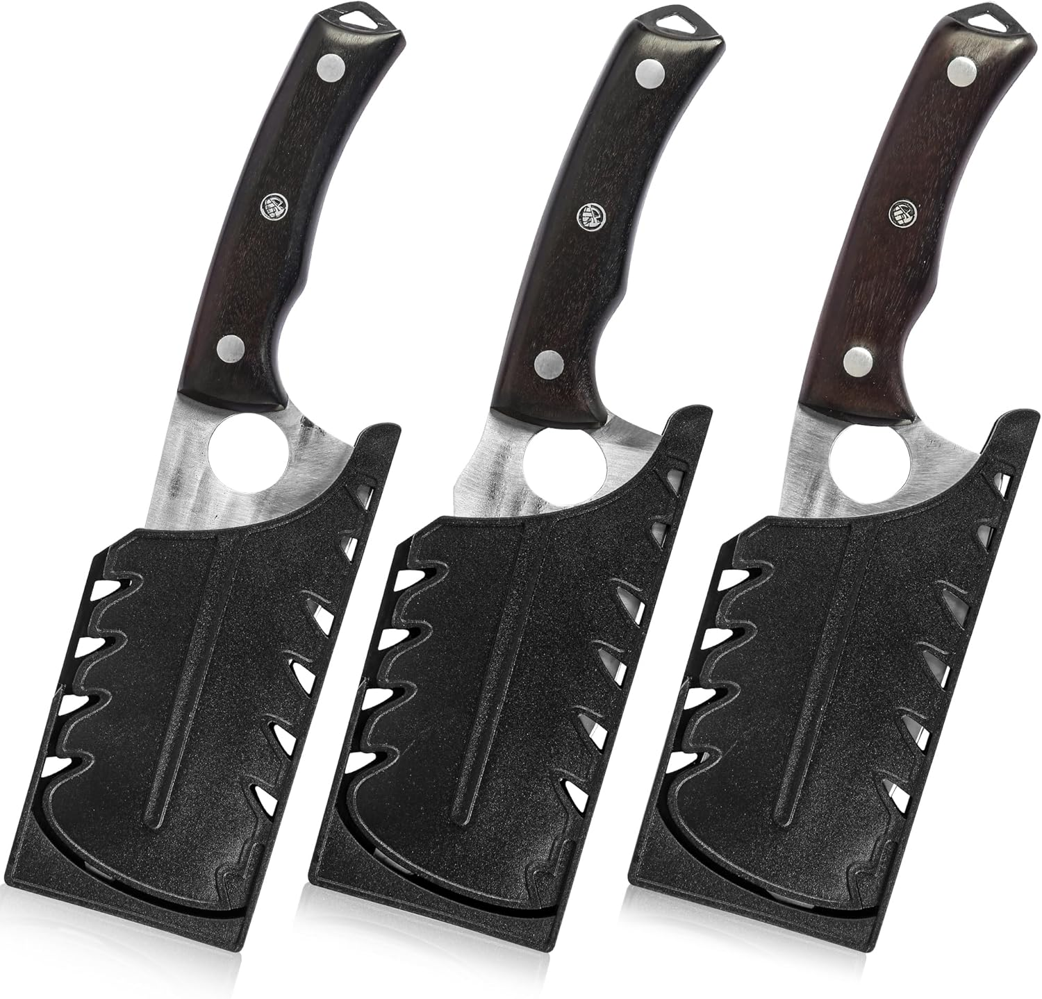 FULLHI 6PCS Butcher Knife Set with Sheath Hand Forged Chef Knife Boning Knife, High Carbon Steel Meat Cutting Knife for Kitchen Camping BBQ image number 2