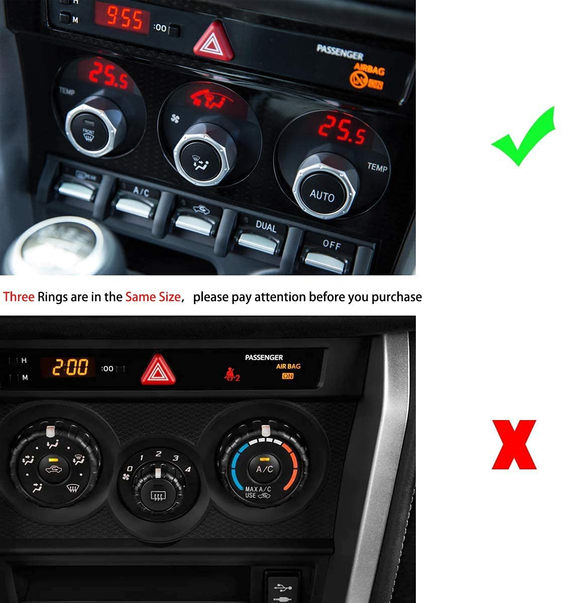 3PCS Air Conditioning Button Cover Decoration Twist Switch Ring Trim Fit for Subaru BRZ Toyota 86 FR-S GT86 FT86 2013-2022 Interior Accessories image number 2