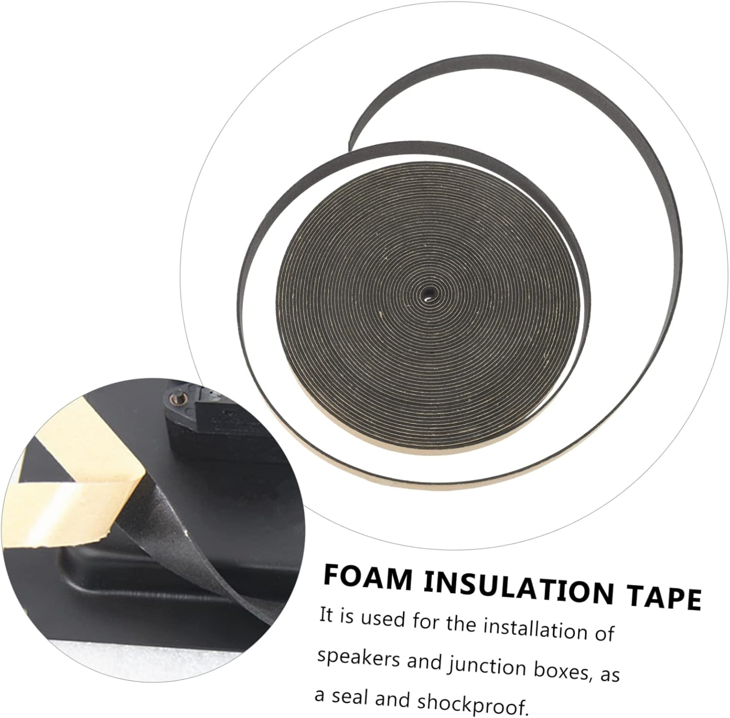 Milisten 1Roll Speaker Sealing Tape Foam Adhesive for Soundproofing Air Leak Prevention Vibration Reduction for Car Home Speakers image number 6