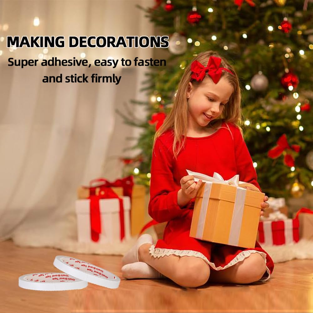 Skycabin 2Rolls Double Sided Adhesive Tape,2 Sided Sticky Tapes for Arts,Diy Crafts,Hand Work,Gift Wrapping,Stamps,Card Making,Scrapbooking and Office School Stationery 10Mmx50M/Each Roll image number 6