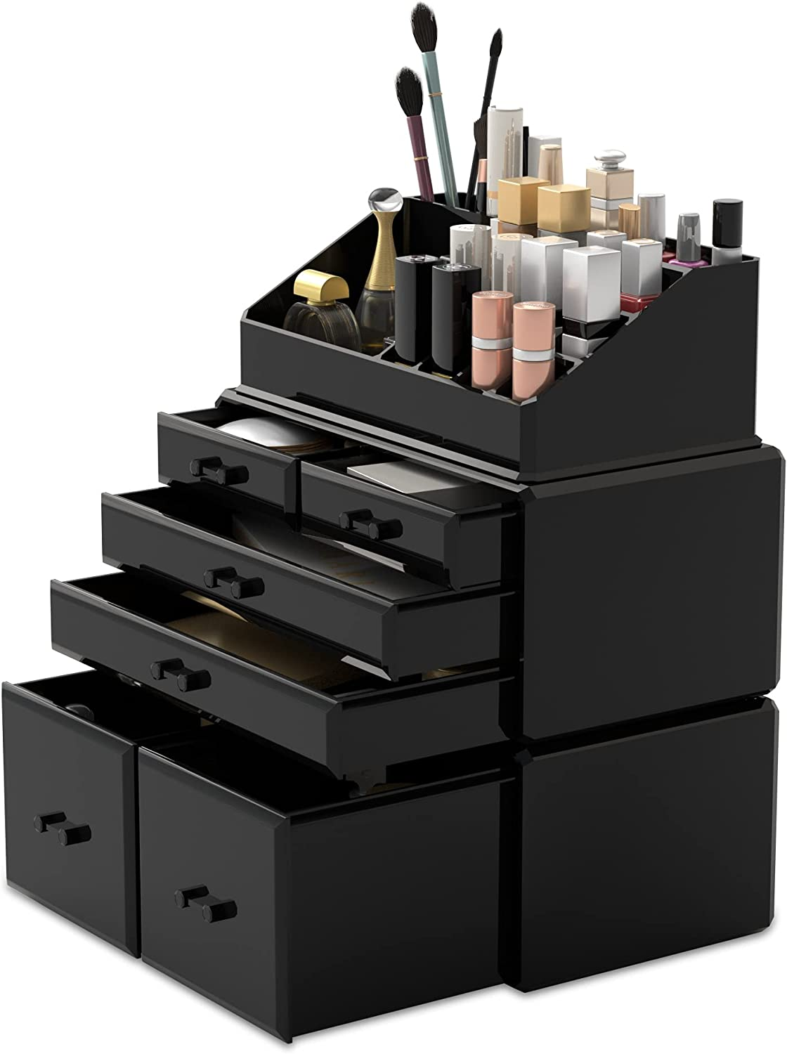 Readaeer Makeup Cosmetic Organizer Storage Drawers Display Boxes Case 6 Drawers Black