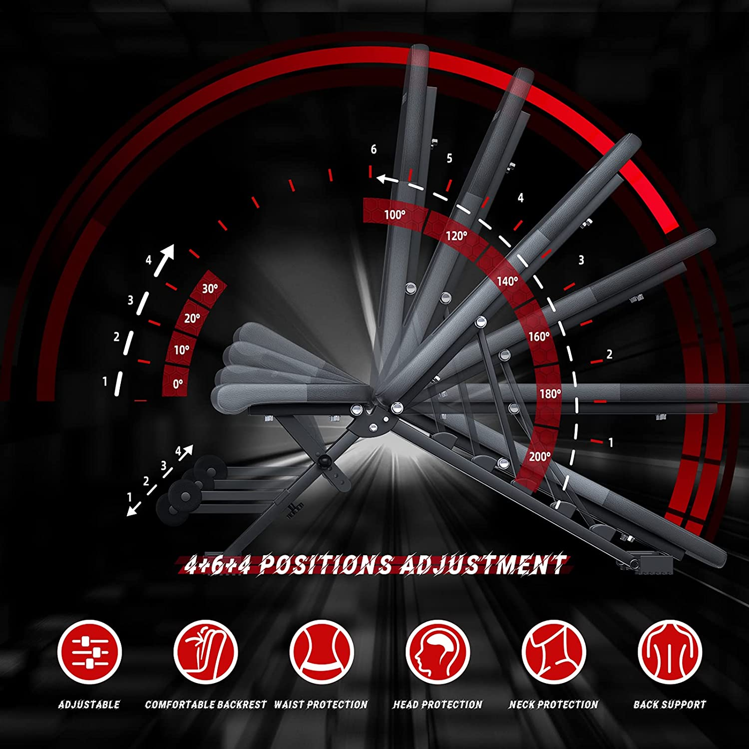 PROIRON Weight Bench with Elastic Ropes, Adjustable Strength Training Bench with for Full Body Workout with Fast Folding - 2026 Version image number 4