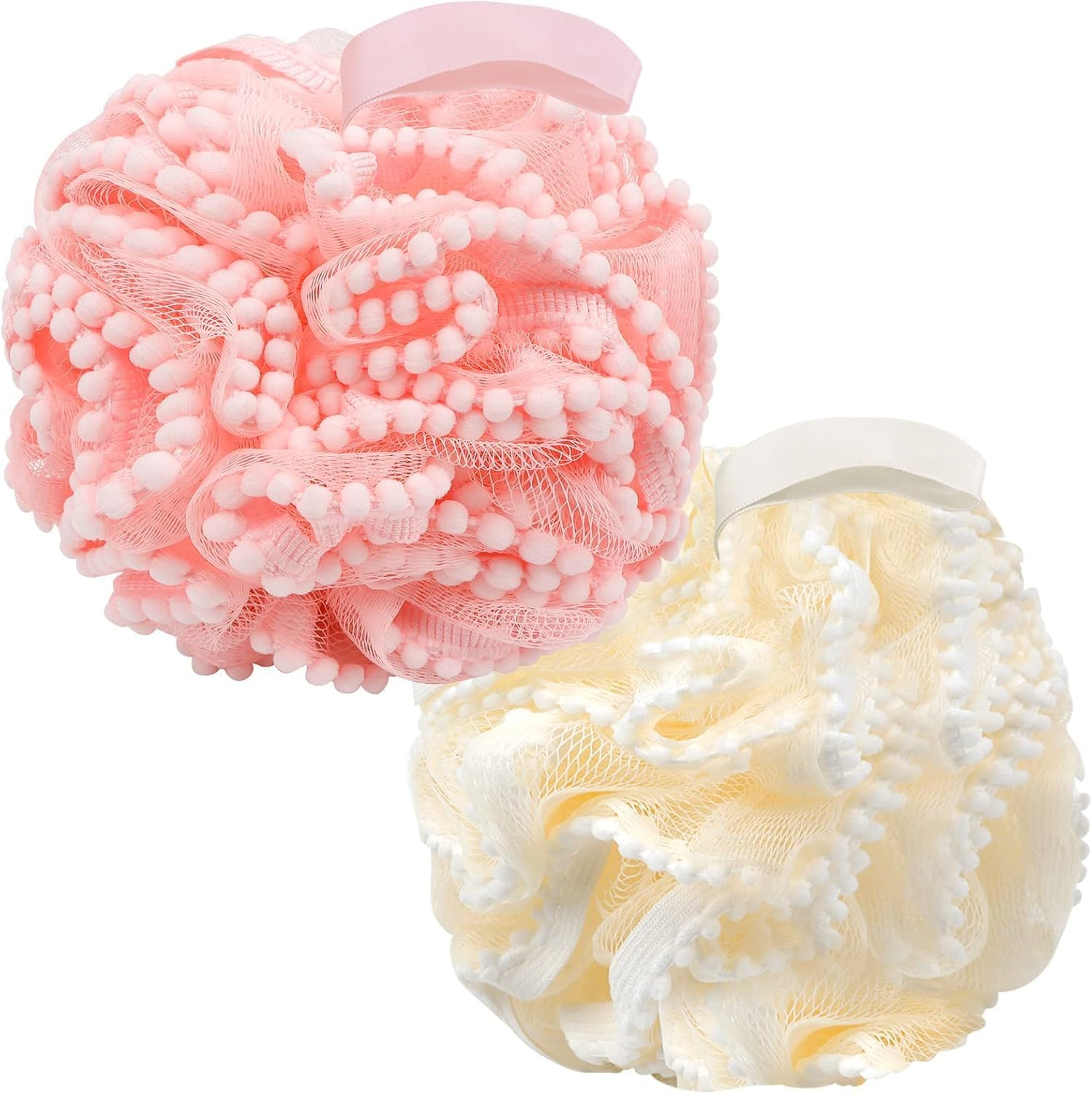 Bath Shower Sponge Soft Mesh Poufs Shower Loofah Ball Body Wash Scrubber Bath Sponge for Women and Men Soothing Face & Body Exfoliator (2Pcs 60G Luxury) image number 1