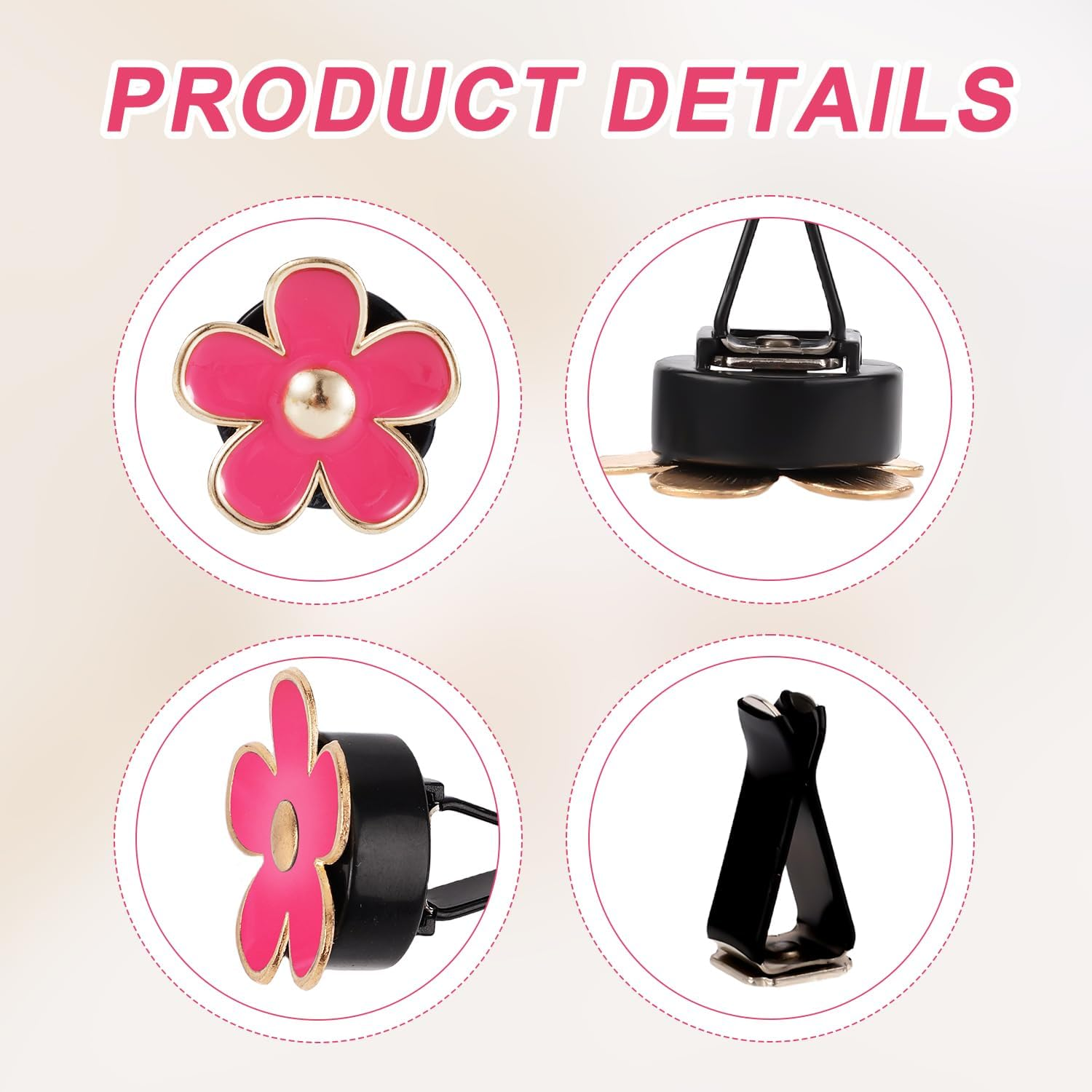 6Pcs Flower Air Freshener Vent Clips, Cute Daisy Air Conditioning Outlet Clip Girly Women Car Accessories Flowers Car Essentials Decorations (Multicolored) image number 5