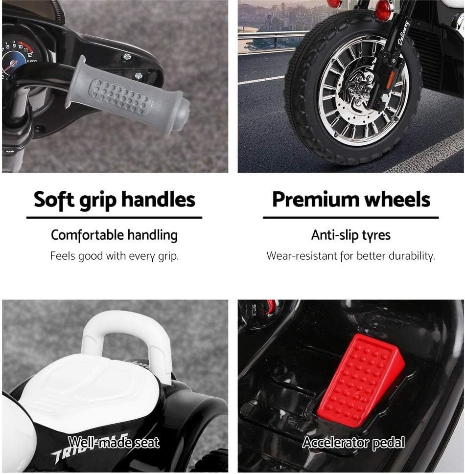 Rigo Kids Ride on Motorbike Car Police Motorcycle, 6V Battery Horn Headlight Built-In Music 25Kg Capacity 3 Wheels Electric Motorcycle Cars for Toddlers Baby Walkers Little Tikes Rides Kid Toy Black image number 4