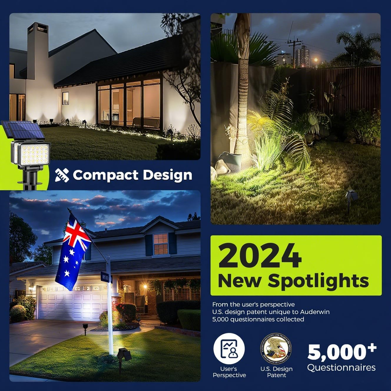 Solar Spot Lights Outdoor Waterproof for Flag, Tree, House, Garden, Yard, Landscape Spotlights for Accent Uplighting Halloween Christmas Decorations-Cold White image number 4