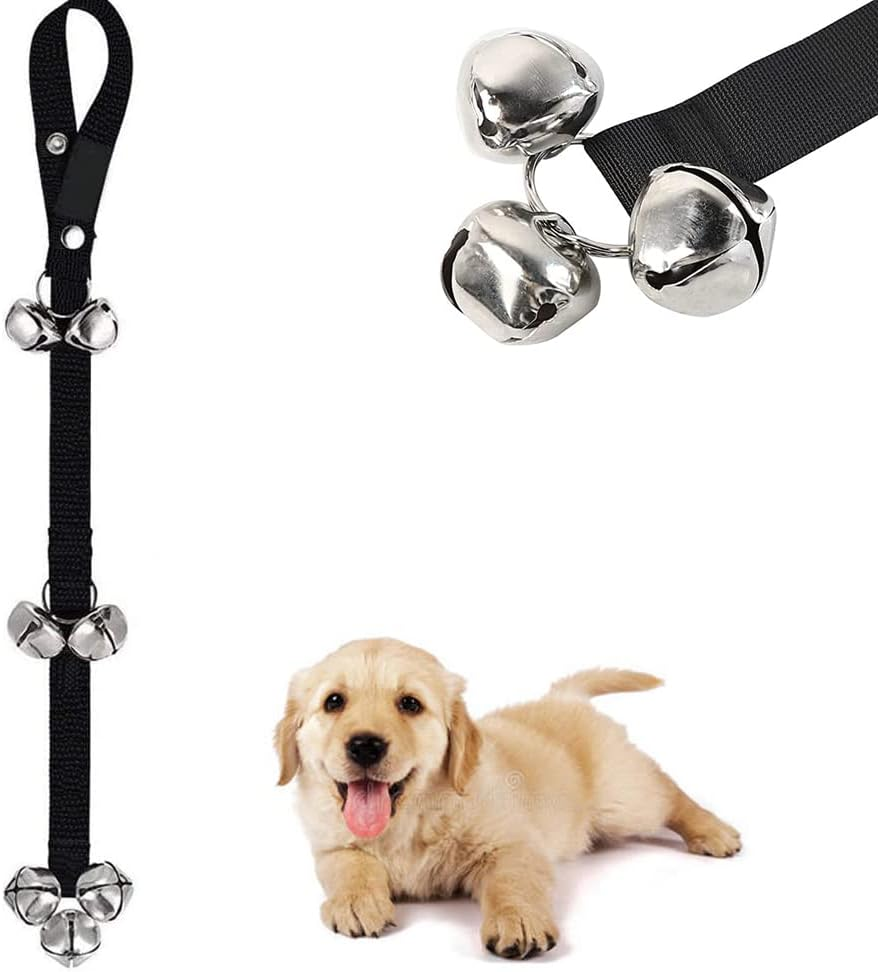 Dog Doorbells Dog Bell Puppy Potty Training Doorbells Adjustable Door Press Bell for Hanging on Door Knob, Training Your Puppy Easily with 7 Large Dog Training Bells Clear Ring