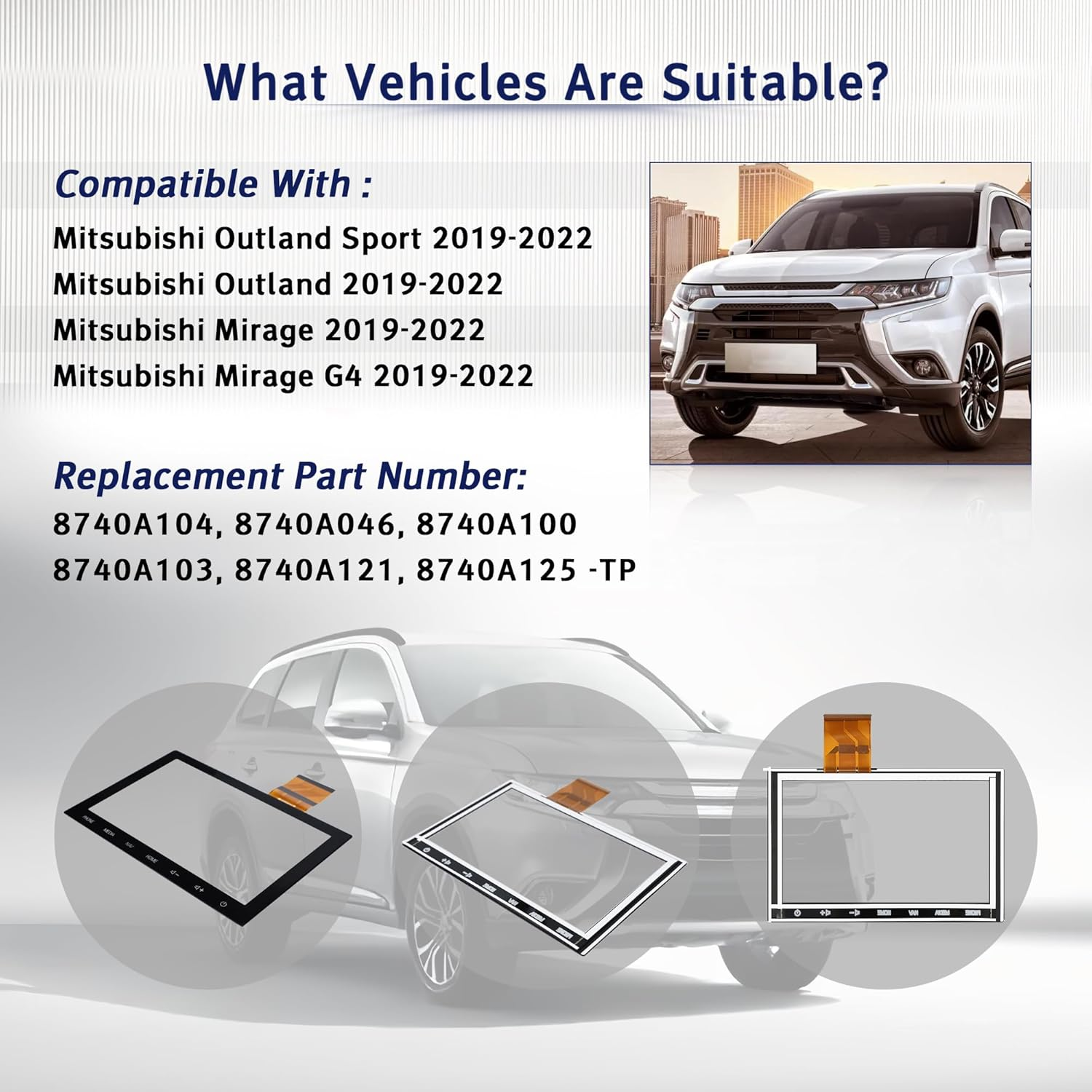 LEMON SHARK 8" Touch Screen LCD Display Radio Navigation NAV Version for Mitsubishi Outlander Sport/Asx 2019 2020 2021 2022 Replace# 8740A104, 8740A046, 8740A100, 8740A103, 8740A121, 8740A125 -TP image number 2