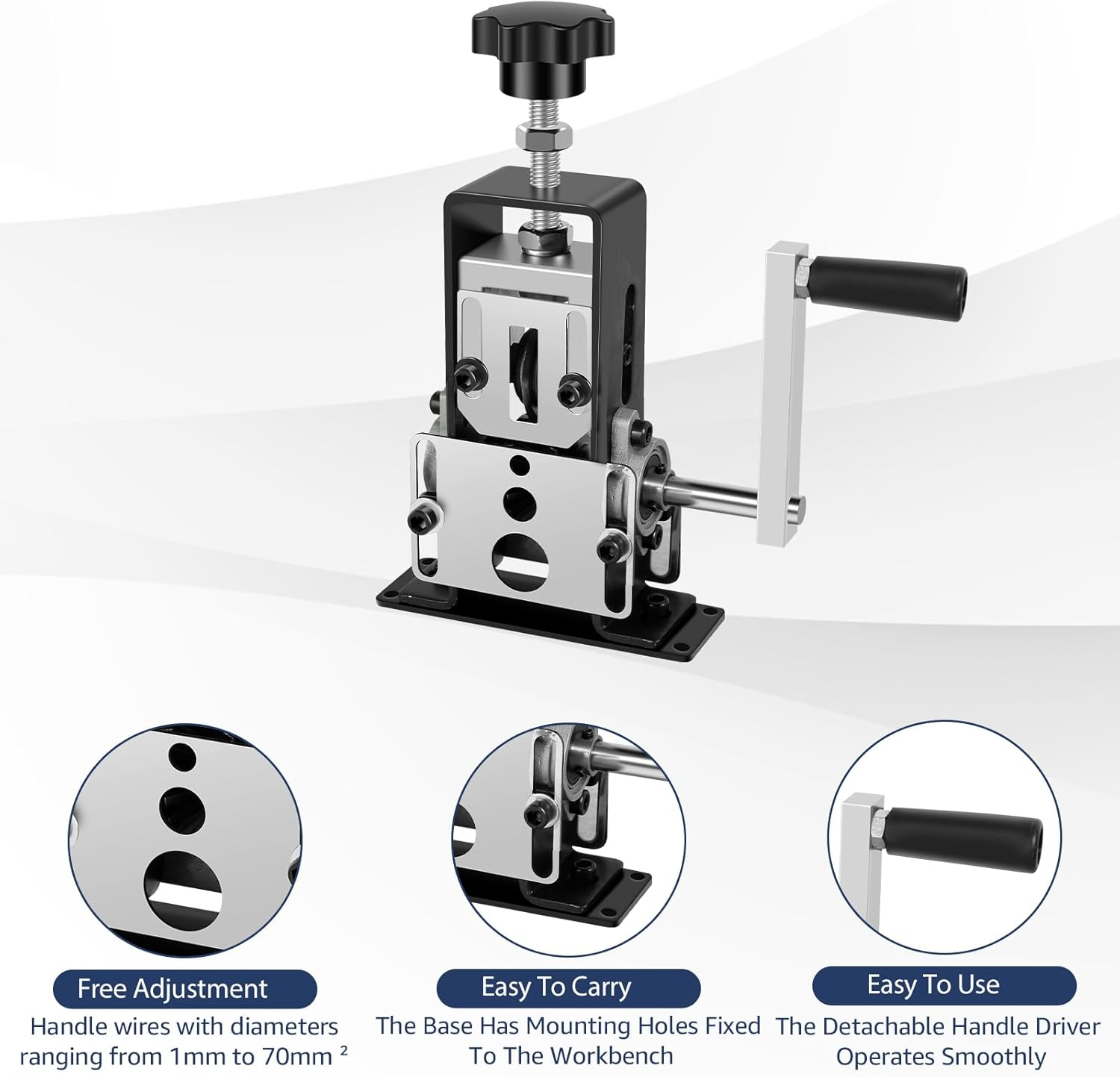 Djapwpx-Wire Stripper Machine Portable Copper Wire Stripper with Hand Crank High Carbon Steel Manual Wire Stripping Machine Multipurpose Wire Stripper Tool for Scrap Copper Wire Recycling image number 6