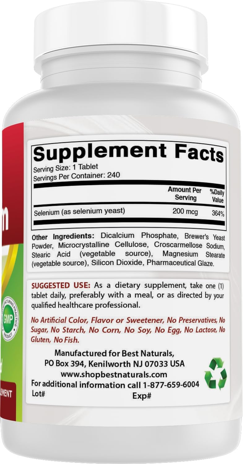 Best Naturals Selenium 200 Mcg Supplement, 240 Count image number 2
