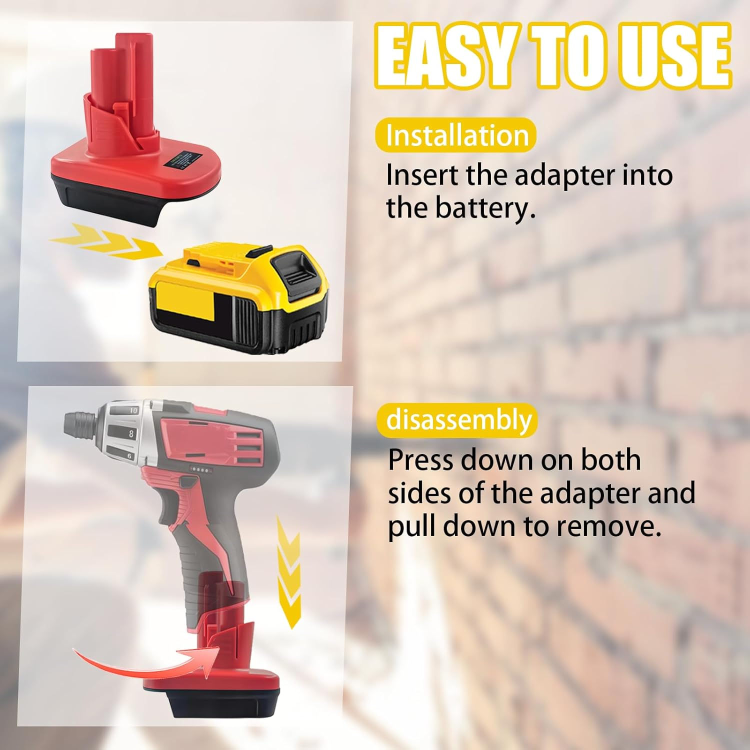 For Milwaukee M18 to M12 Battery Adapter, Also for Dewalt 20V to for Milwauke M12 12V Battery Converter, Work with for Milwaukee 12V M12 Power Tools image number 2