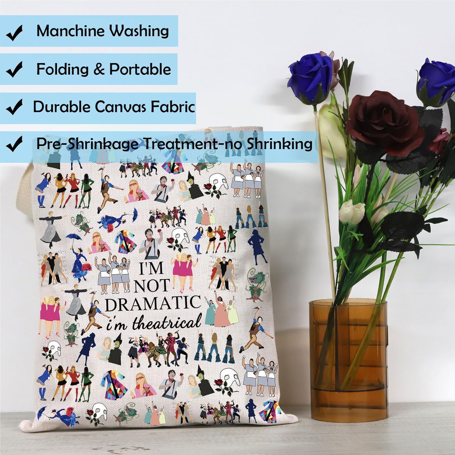 GJTIM Broadway Musical Gift Theatre Bag I'M Not Dramatic I'M Theatrical Musical Theatre Gift West End Broadway Zipper Pouch image number 6