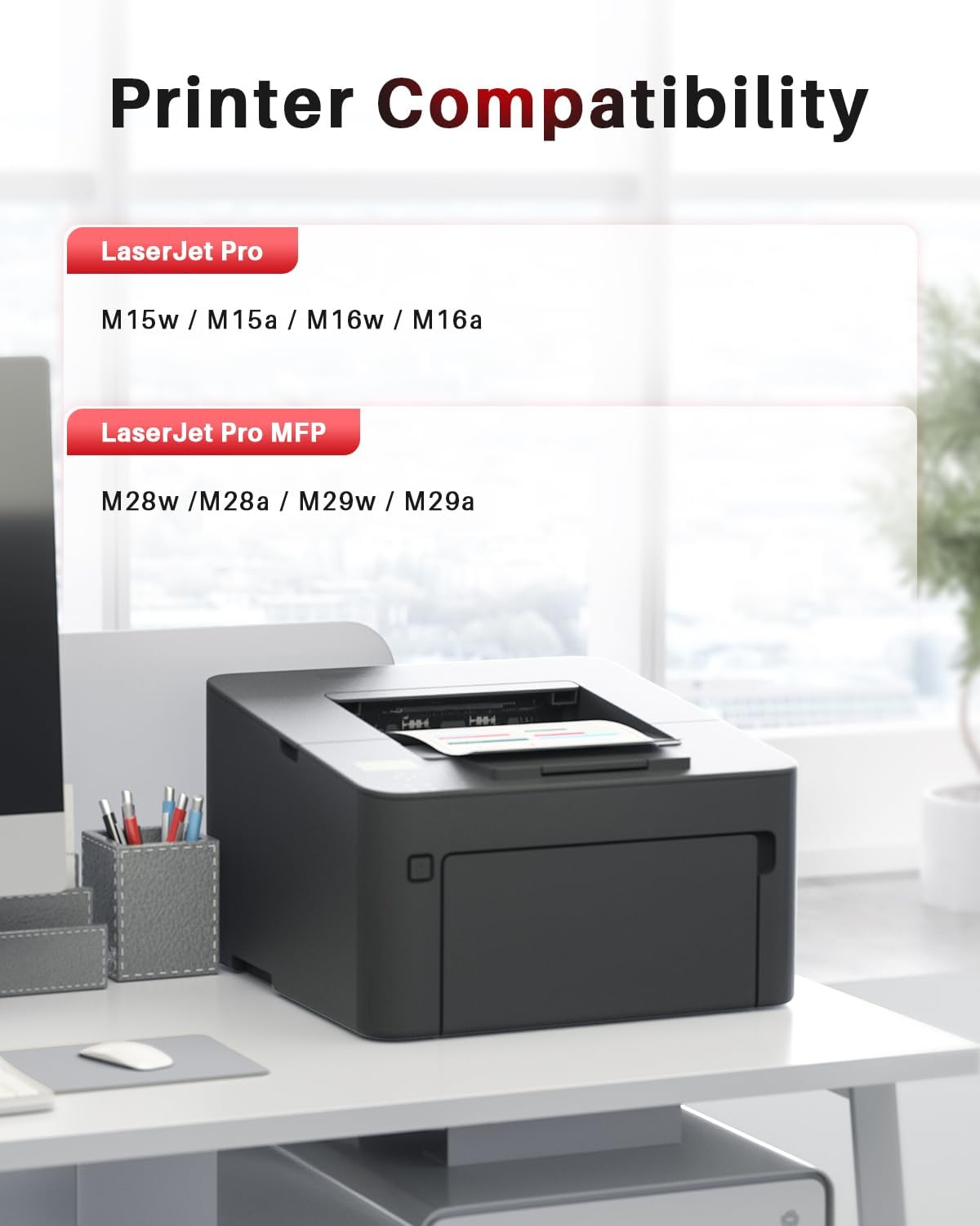 CF248A 48A Toner Cartridge Replacement with Chip Compatible for HP Laserjet PRO M15A M15W M16A M16W M28A M28W M29A M29W Series Printer (2 Black) image number 3