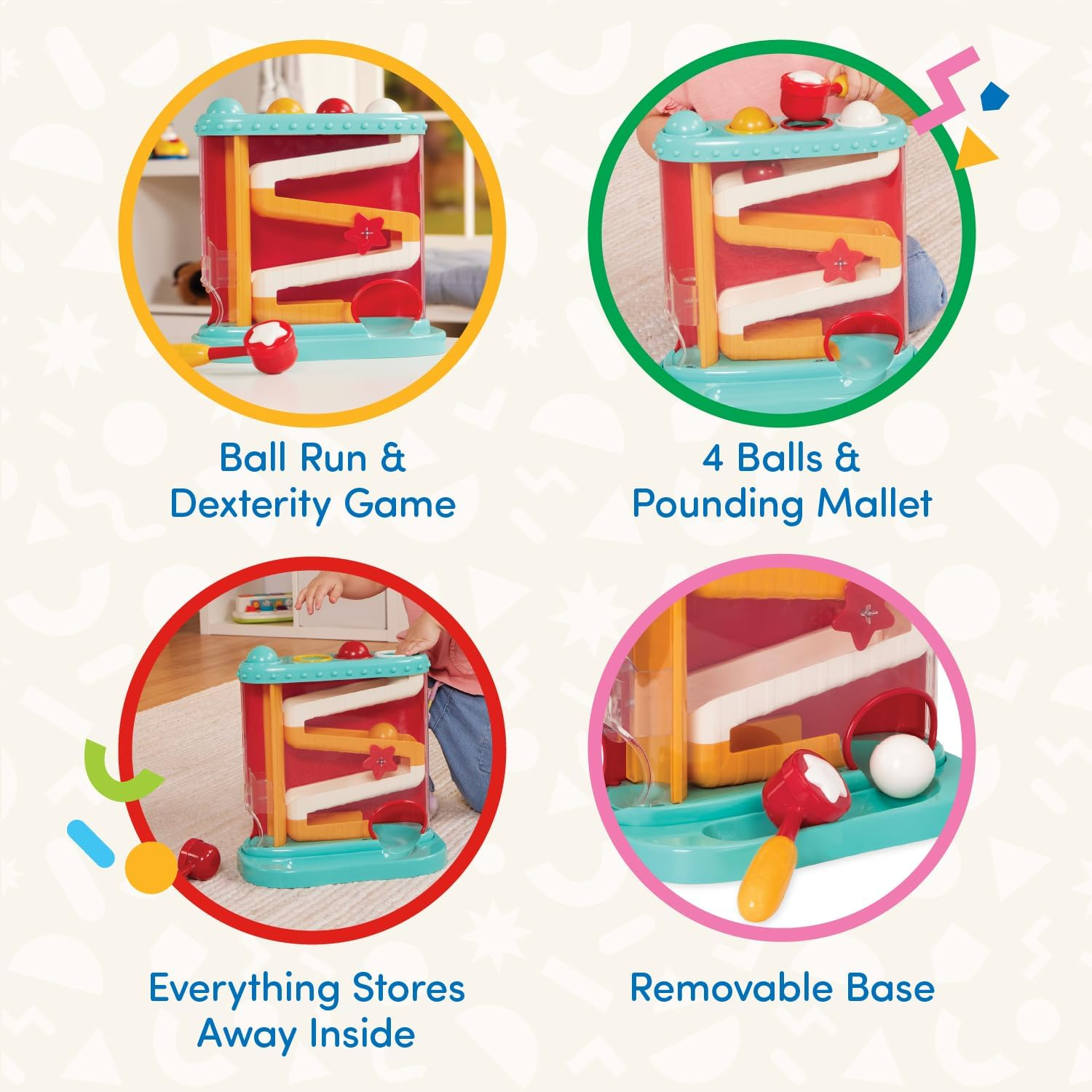 Battat &ndash; Pound-A-Ball Toy &ndash; Ball Maze &ndash; Hammer & Ball Puzzle for Babies &ndash; Fine Motor Skill Toy &ndash; 12 Months + &ndash; Pound & Roll image number 1