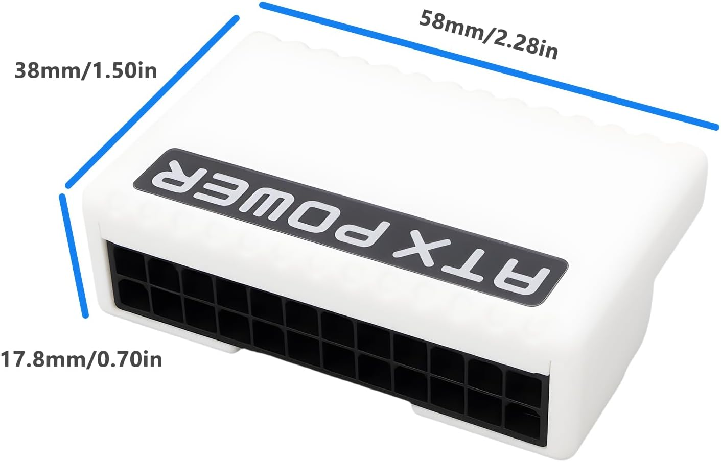 Ecsing Computer Motherboard 90 Degree Turn White Power Connector Plug Suitable for ATX 24PIN Motherboard Port image number 3