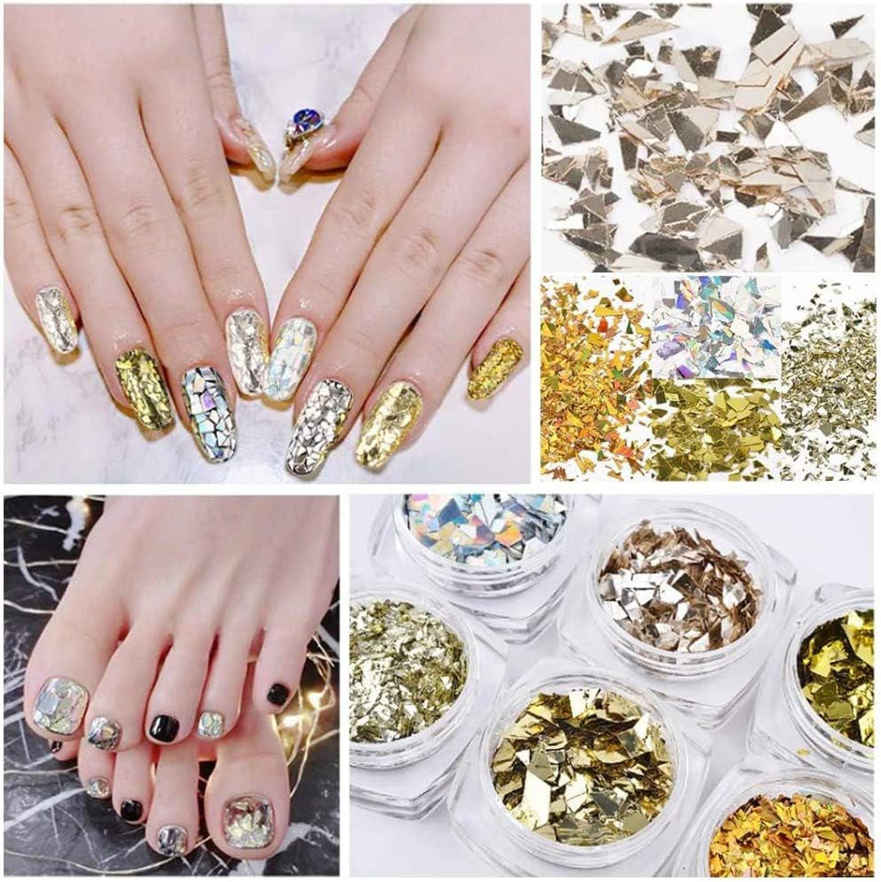 18 Boxes Nail Flakes Glitter Paillette Nail Sequines Glitter Gold Silver for Nail Art Decoration image number 3