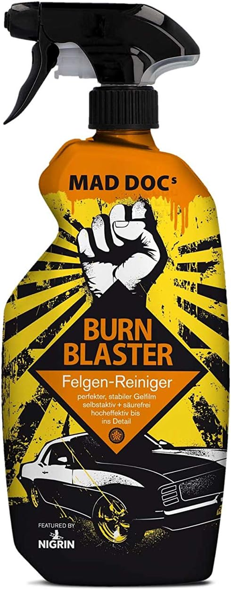 NIGRIN MAD Docs Burn Blaster Wheel Cleaner for Polished, Chrome-Plated and Matte Steel and Alloy Rims, 750 Ml image number 1