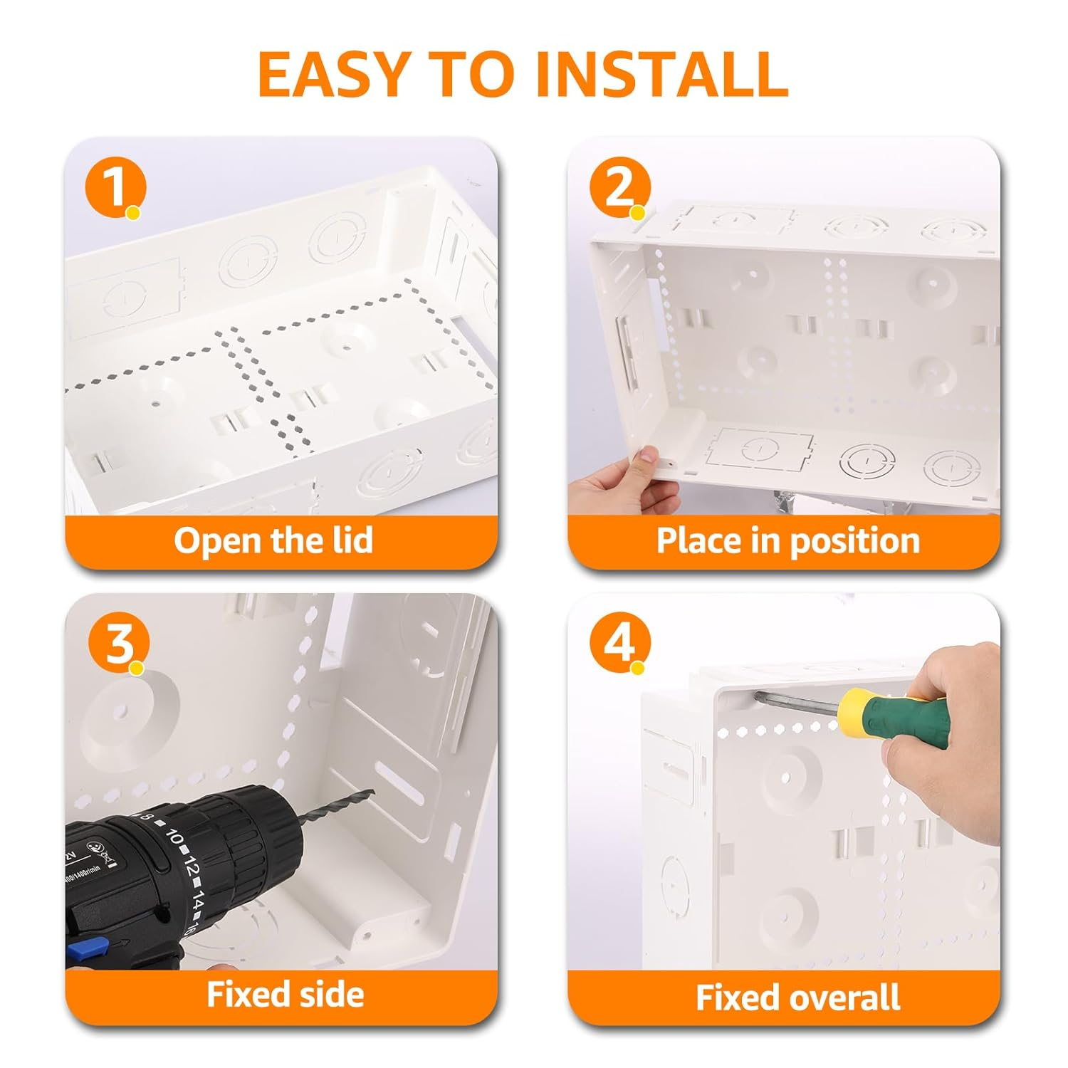 In Wall TV Media Box 9 Inch Recessed Media Box Cable Management Kit Organize Streaming Device Easy Installation for Wall..(White) image number 5