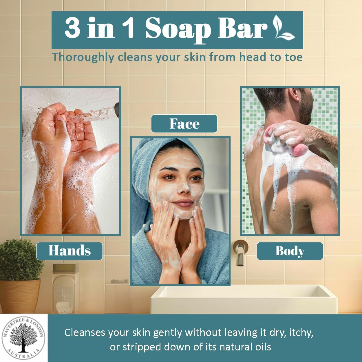 Wavertree & London Beach Scented Natural Soap (8 Bars), 7Oz Moisturizing French Triple Milled Soap Bars Enriched with Shea Butter - Pure Plant Oil Bath & Body Soap for All Skin Types image number 3