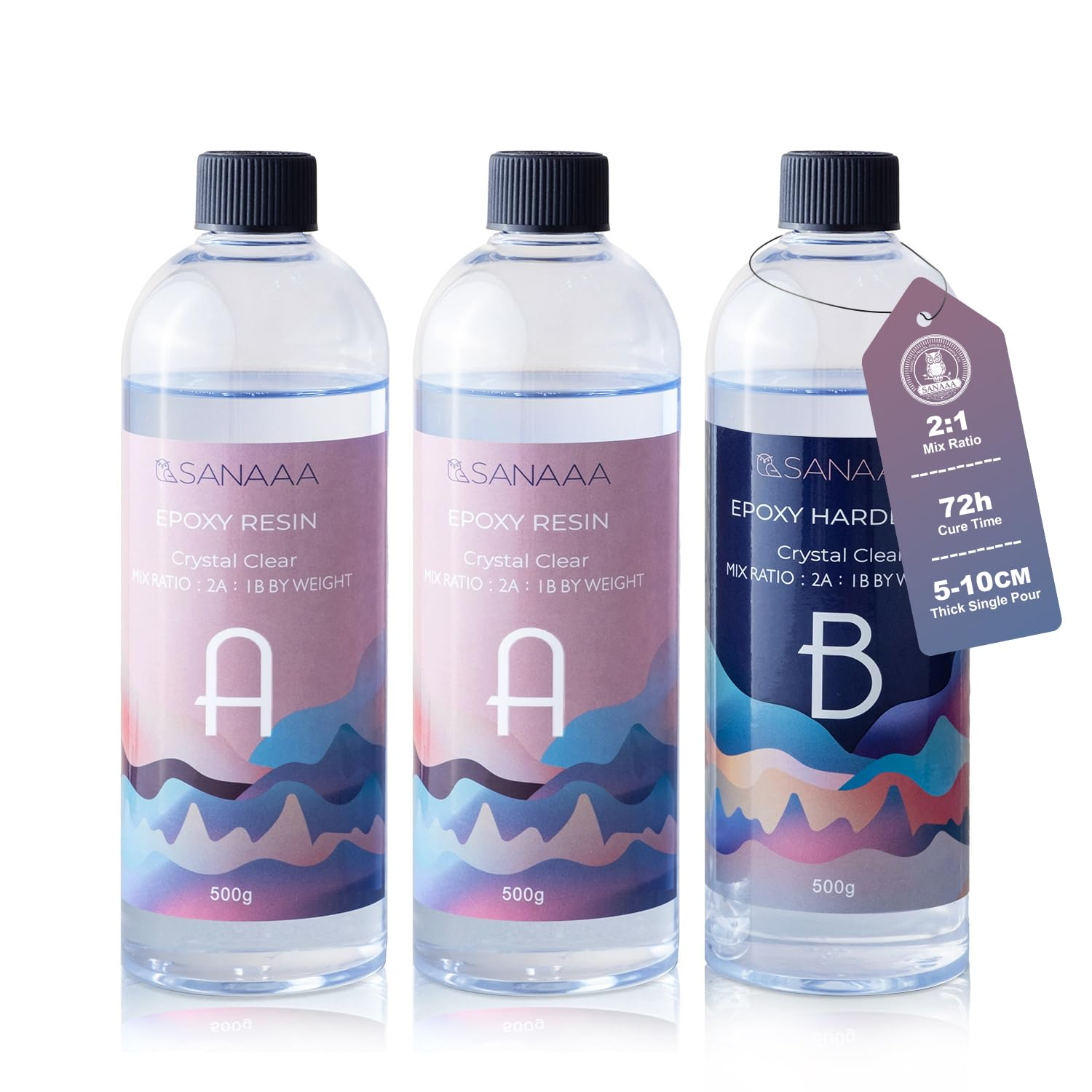 SANAAA 52OZ/1.5KG Deep Pour Epoxy Resin, 10CM Deep for River Table, Wood, 2:1 Ratio Crystal Clear, UV Resistant Art Casting image number 2