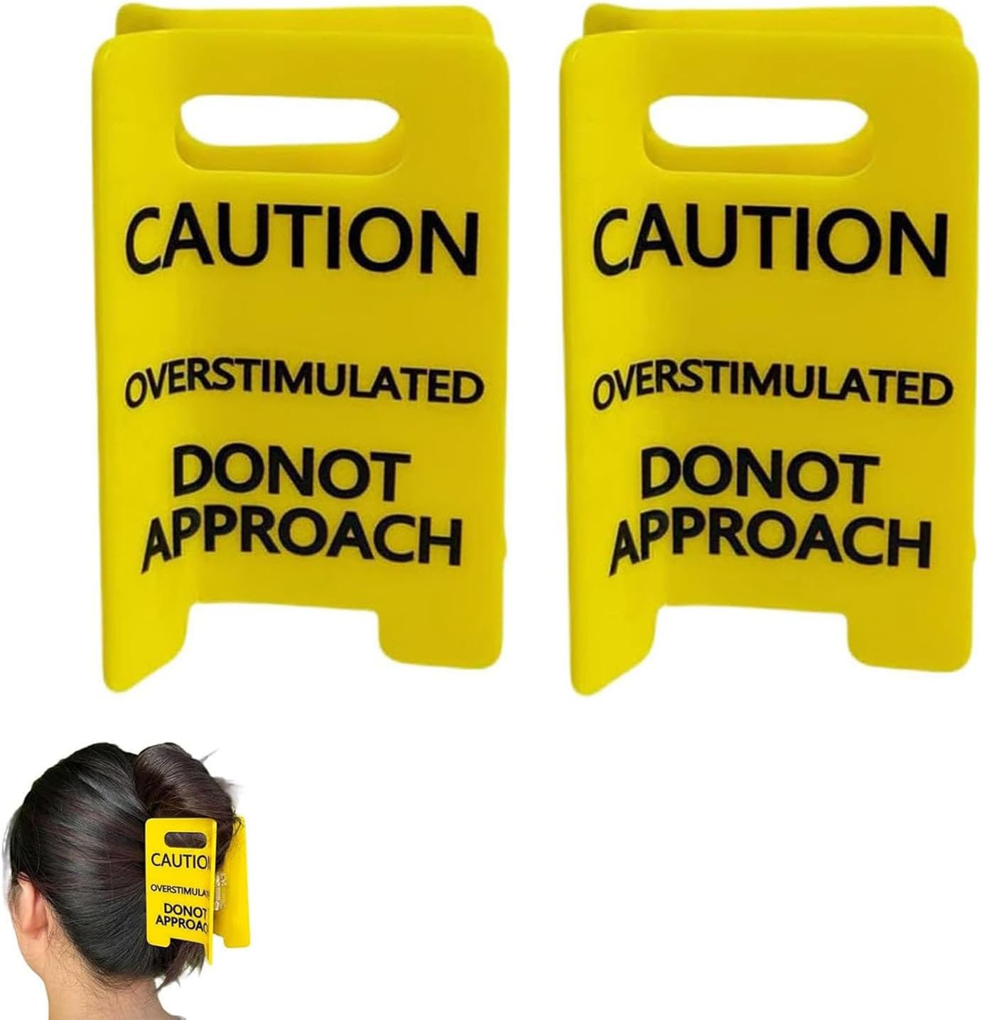 Set of 2 Overstimulated Hair Claw Clips - Yellow Funny Hair Clips for Women, Strong Grip for Thick Hair, Humorous Limits Setting in Everyday Life image number 5
