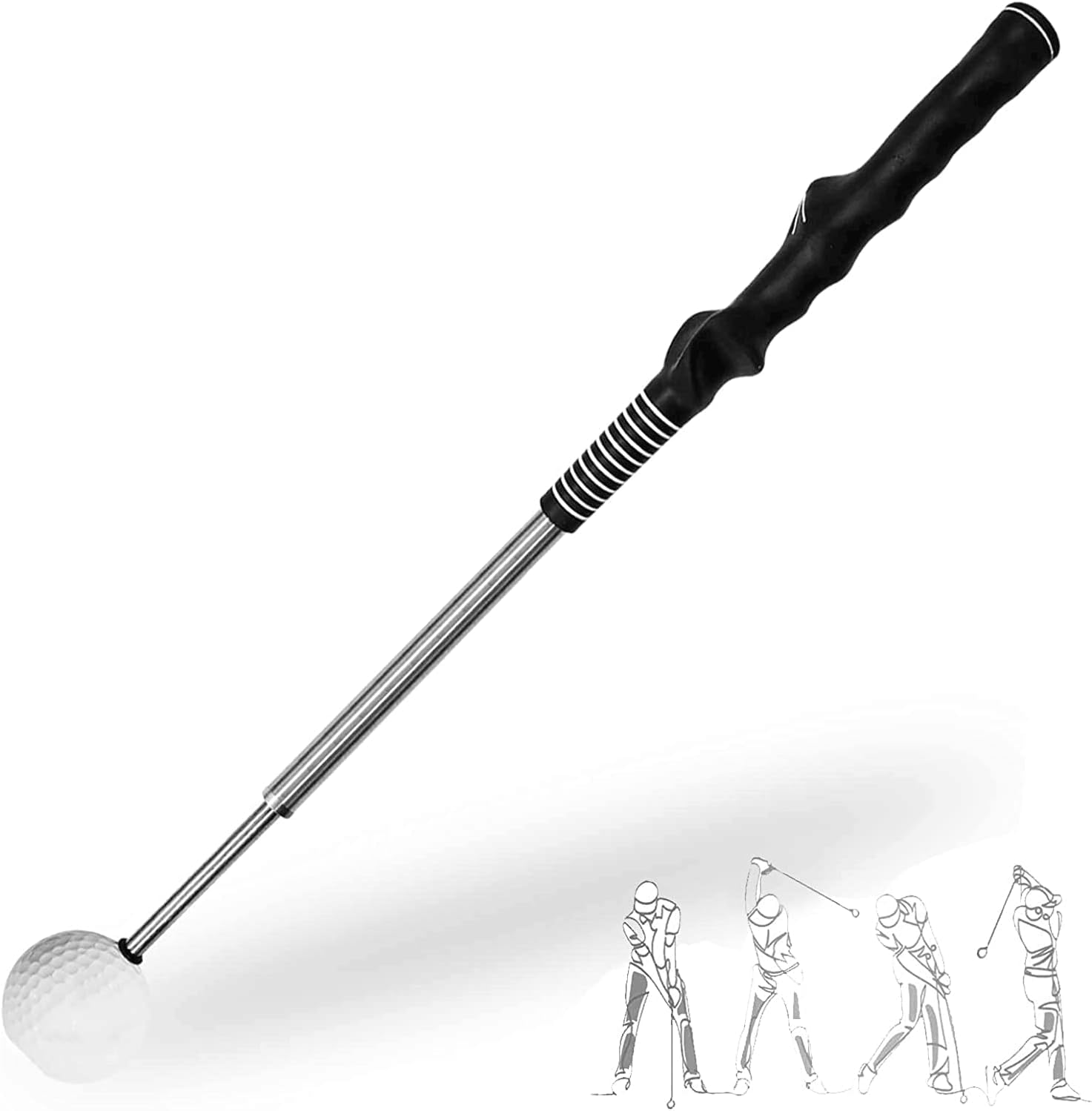 FINGER TEN Golf Swing Trainer Aid Grip Trainer Training Equipment Lightweight Stretchable Practice Rod Portable Speed Ergonomic Grip for Right Handed Golfer image number 6