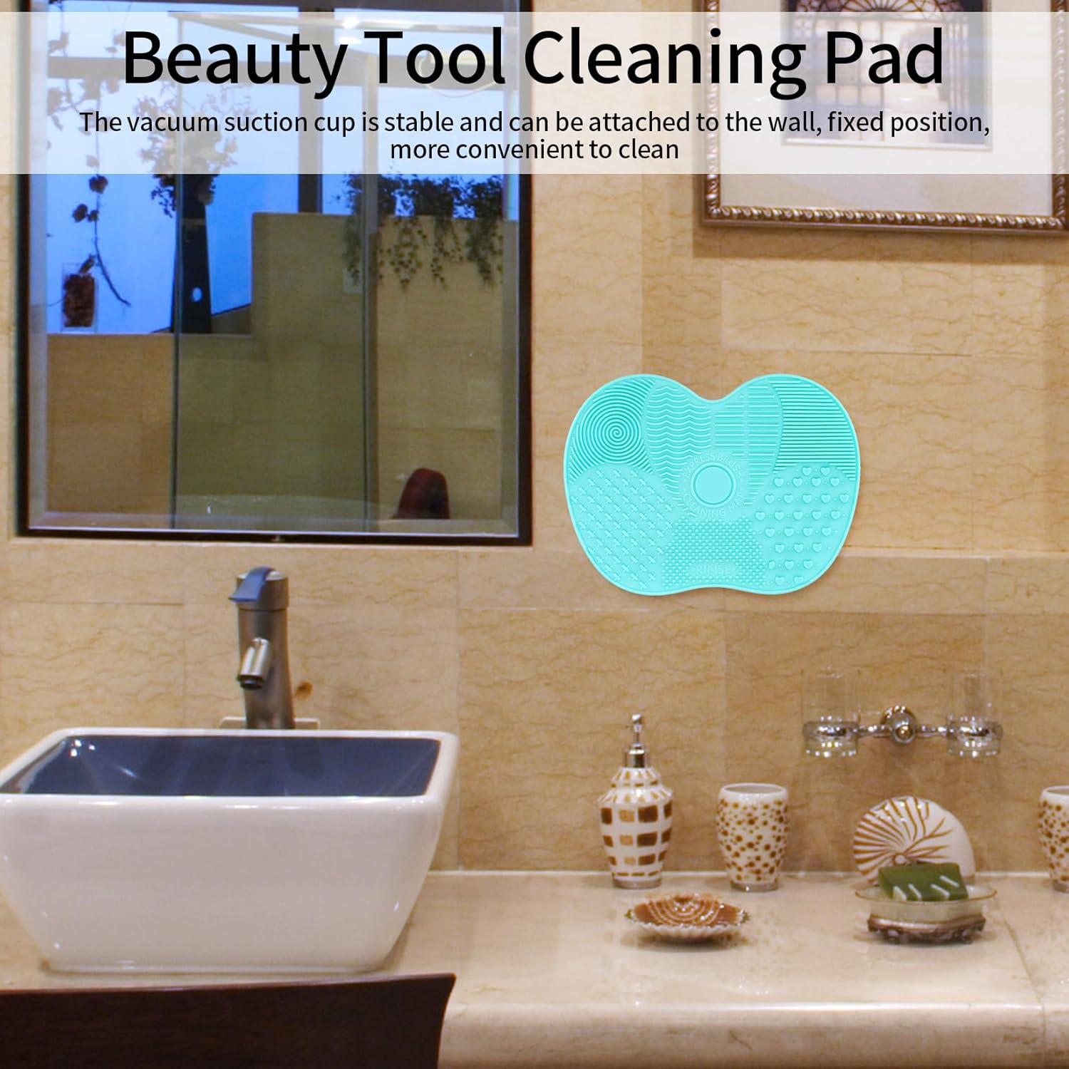 QBXMY7 2 Pcs Silicone Make up Brush Cleaning Mat, Cosmetic Cleaning Pads,Makeup Brush Cleaner Mats, Portable Washing Tool with Suction Cup for Makeup Cosmetic Brushes-Green/Pink