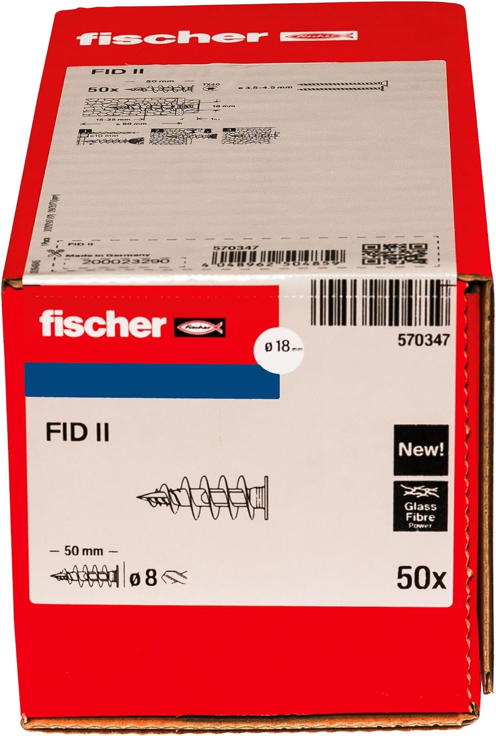 Fischer FID II Insulation Dowels Plastic Dowels for Attaching Light Objects in Insulation Materials, Universal Use, No Pre-Drilling, Pack of 50 image number 3