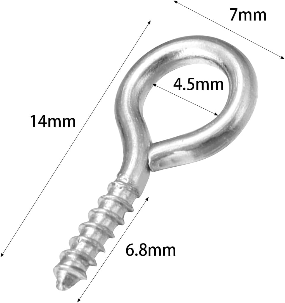 200 Pcs Metal Screw Eye Pins Hooks 7X14Mm Heavy Duty Screw Eye Pins for DIY Jewelry Making Rhodium Plated Eye Bolt Arts & Crafts Project image number 2