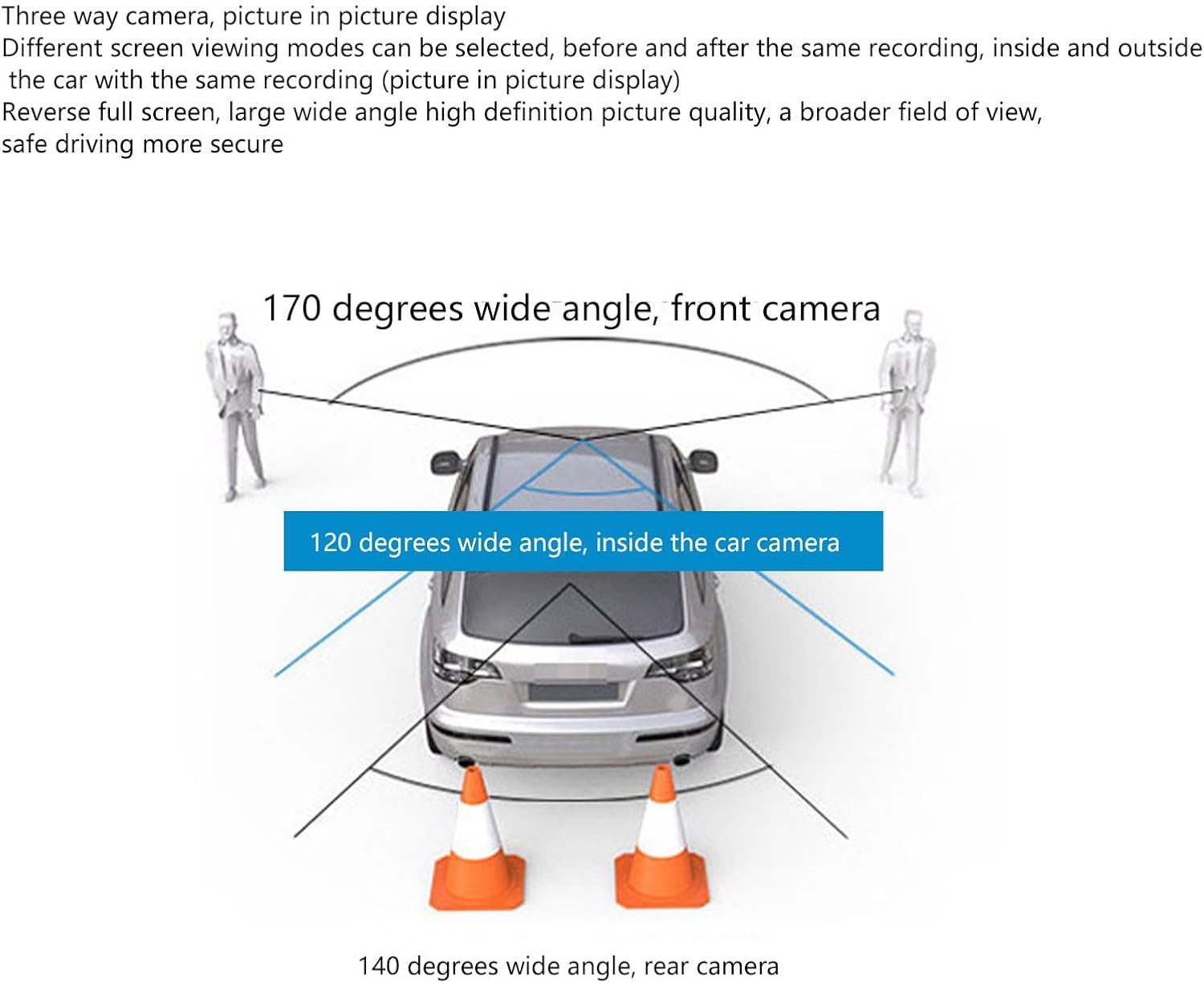 Dash Cam Front inside Rear Car Driving Recorder with 170&deg; Wide Angle 1080P HD Night Vision, Remote Wifi Monitoring, GPS Track Motion Detection G Sensor 4 Inch Touch Screen image number 2
