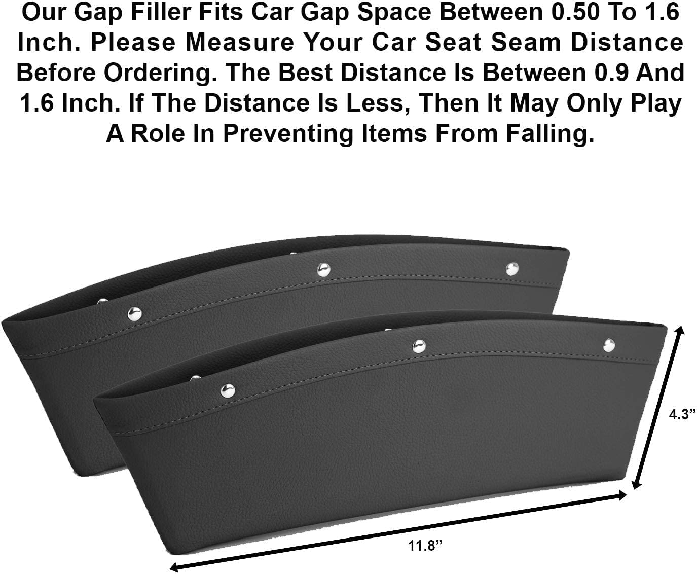 2 Set Car Seat Gap Organizer, Car Seat Gap Filler, PU Full Leather Car Seat Crevice Storage Box Universal Fit in between Car Seat Catcher for Phone Keys Cards Pens Coins image number 4