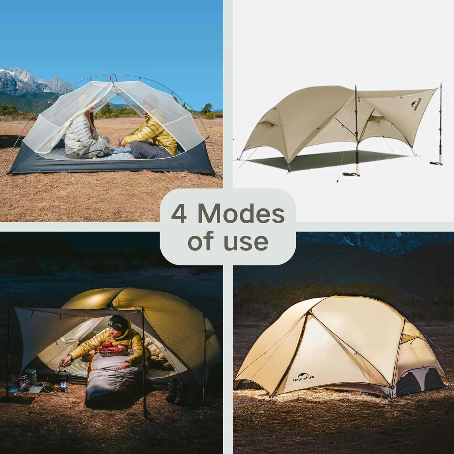 Naturehike Mongar Ul-Zelt [2025 Upgrade] 1,5 Kg, Ultraleichte Zelte, 1/2 Personen, Rucksackzelt, 4 Verwendungsmodi, Wasserdicht, Wanderzelte F&uuml;r Camping Mit Veranda, Einfacher Aufbau image number 1