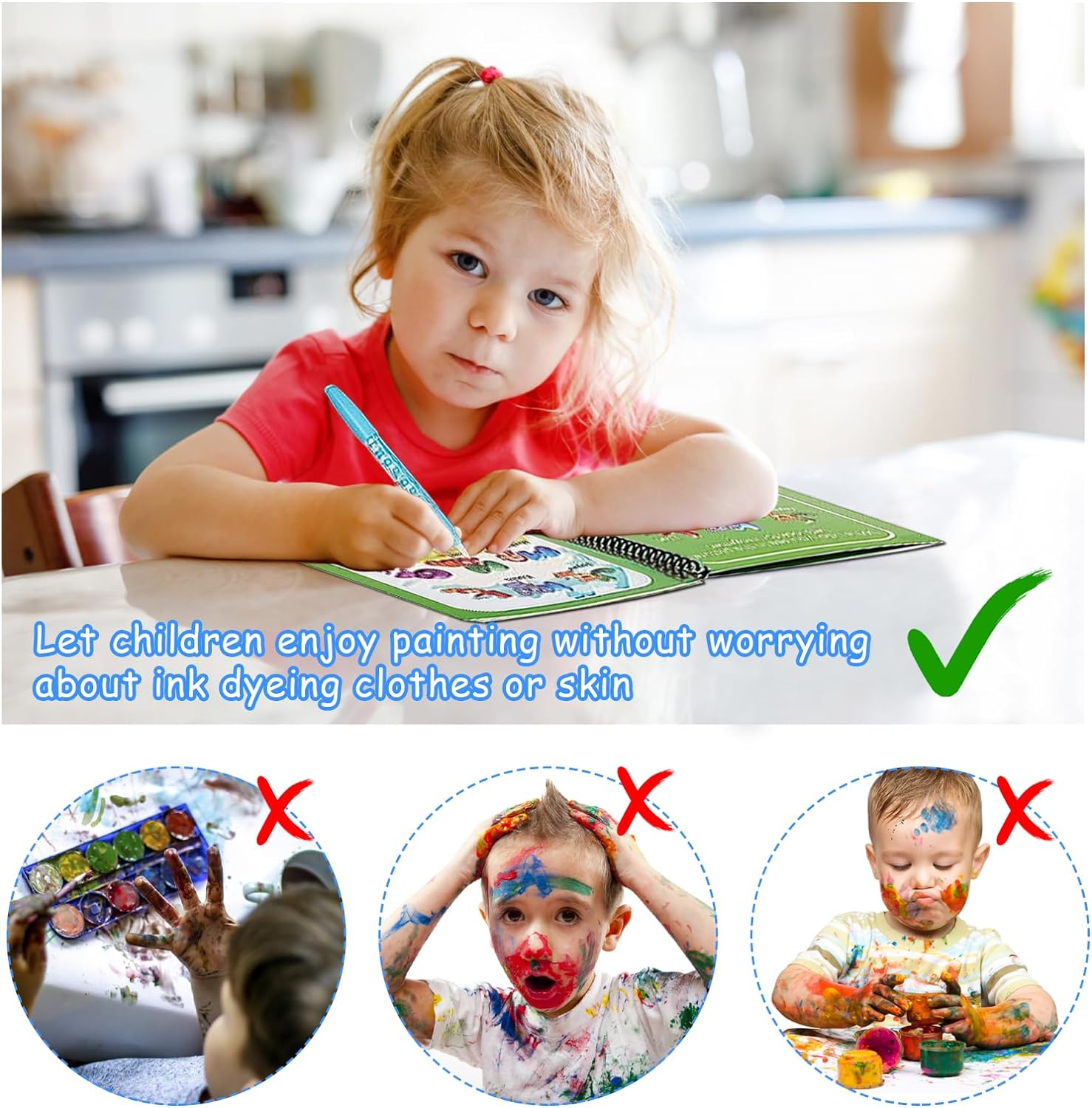 6-Pack Water Coloring Books for Toddlers, Reusable Color with Water Activity Pad, Animal World, under the Sea, Birthday Party, Fruit, Vehicle, Alphanumeric - Coloring Books for Toddlers Ages 3+ image number 5