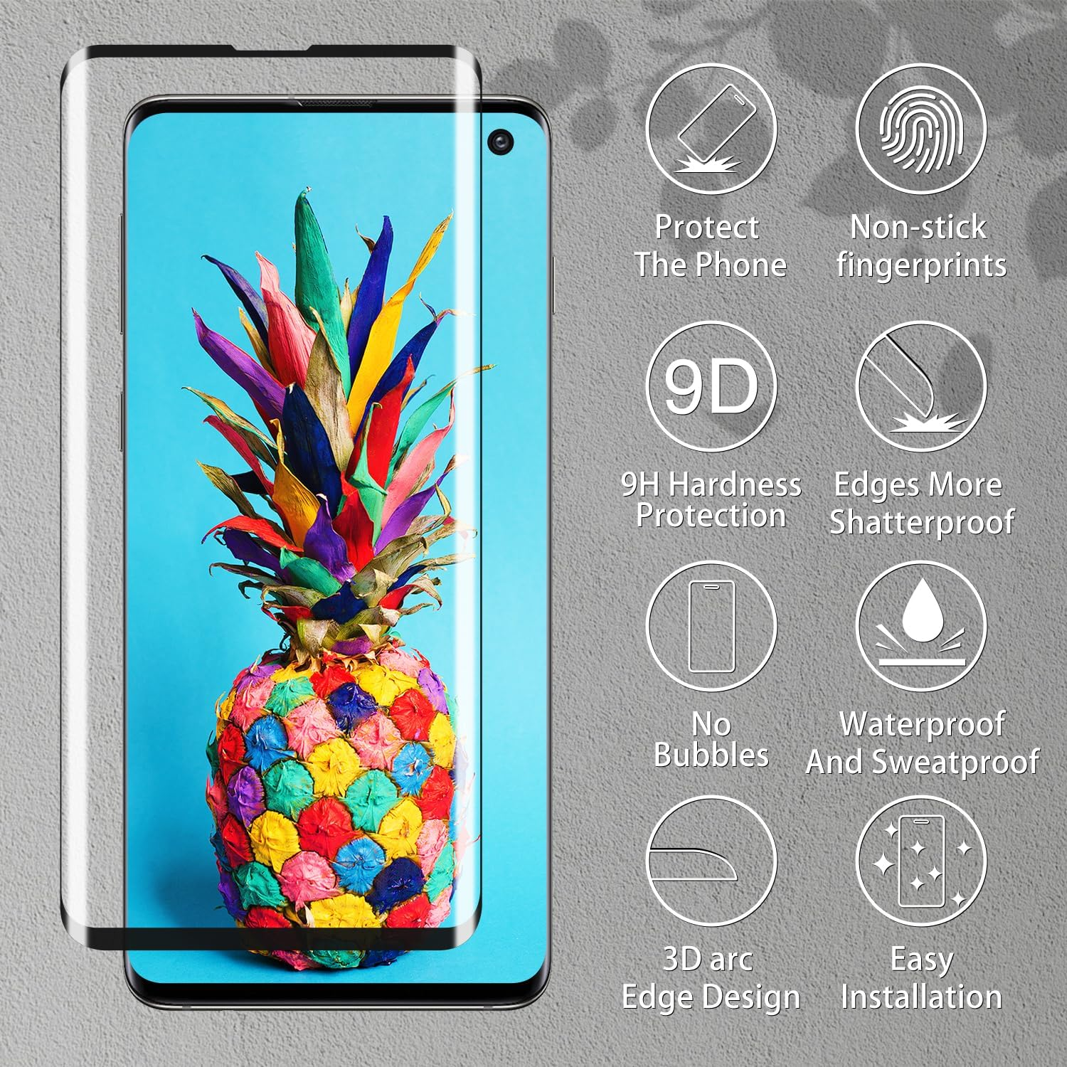 [2 Pack] Pokolan Screen Protector for Samsung Galaxy S10 Tempered Glass, HD Transparent, [3D Curved Full Coverage], 9H Hardness, Touch Sensitive, Easy to Install, anti Scratch image number 4