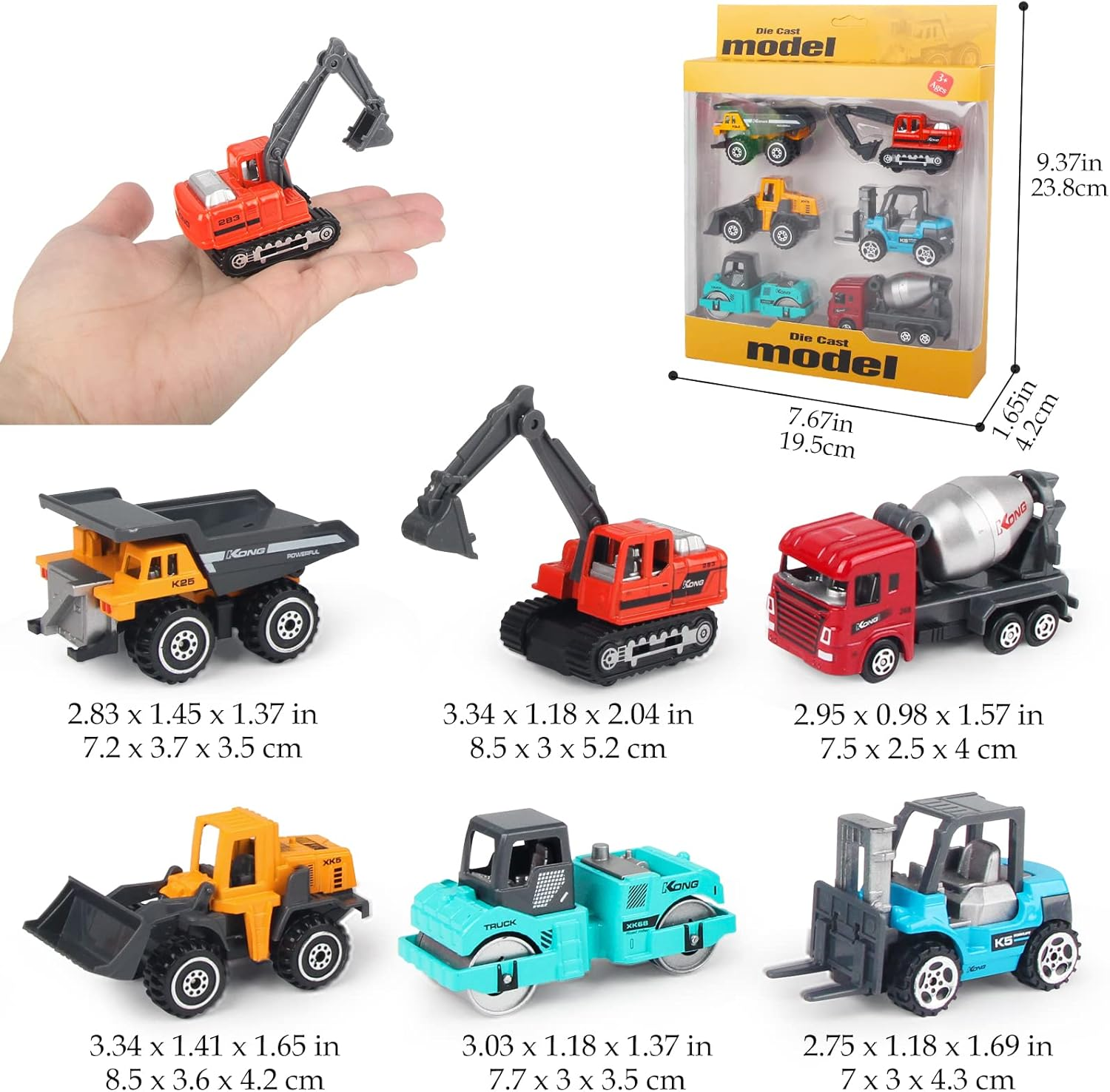 Hapavis Construction Cars Toys Diecast Engineering Vehicle Toy Set Alloy Metal Car Toys Set for Toddlers Kids Boys & Girls Colorful image number 2