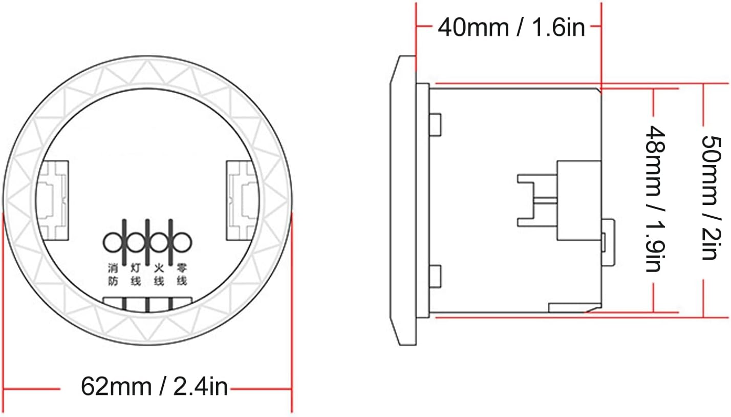 ASHATA Adjustable Millimeter Wave Presence Sensor for Home, Energy Saving Motion Detection Light Switch, Durable Material, Suitable for Garage, Basement image number 5
