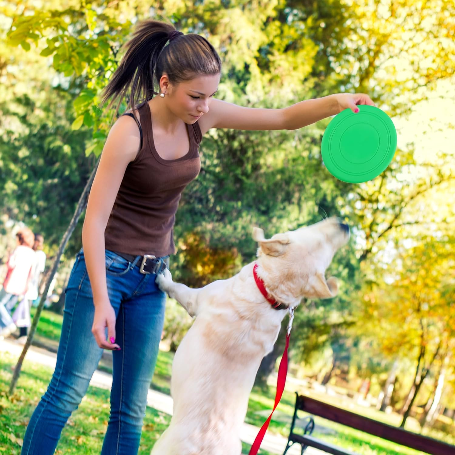 Yiliya Pack of 7 Dog Frisbees, 18 Cm Dog Disc, Dog Toy Frisbee, Rubber Frisbee, Dog Frisbee, Dog Training Dog Toy Set for Dog Training, Throwing, Catch and Play (7 Colours) image number 3