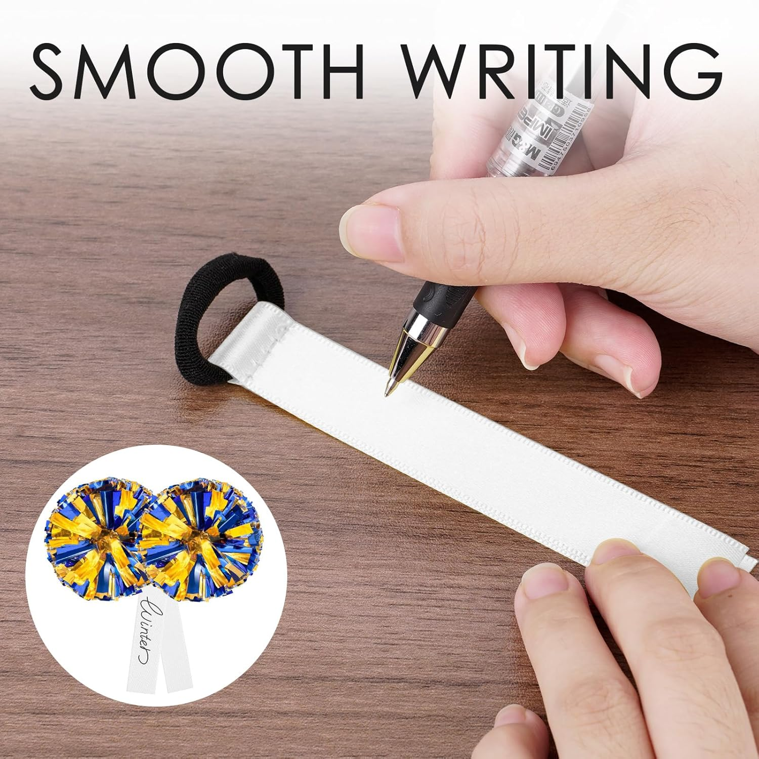 48 Pcs Cheerleader Pom Pom Name Tags, Writable Blank Labels for Cheering Team, Elasticity Marking Tags for Travel Luggage Backpack Keychains (White) image number 4