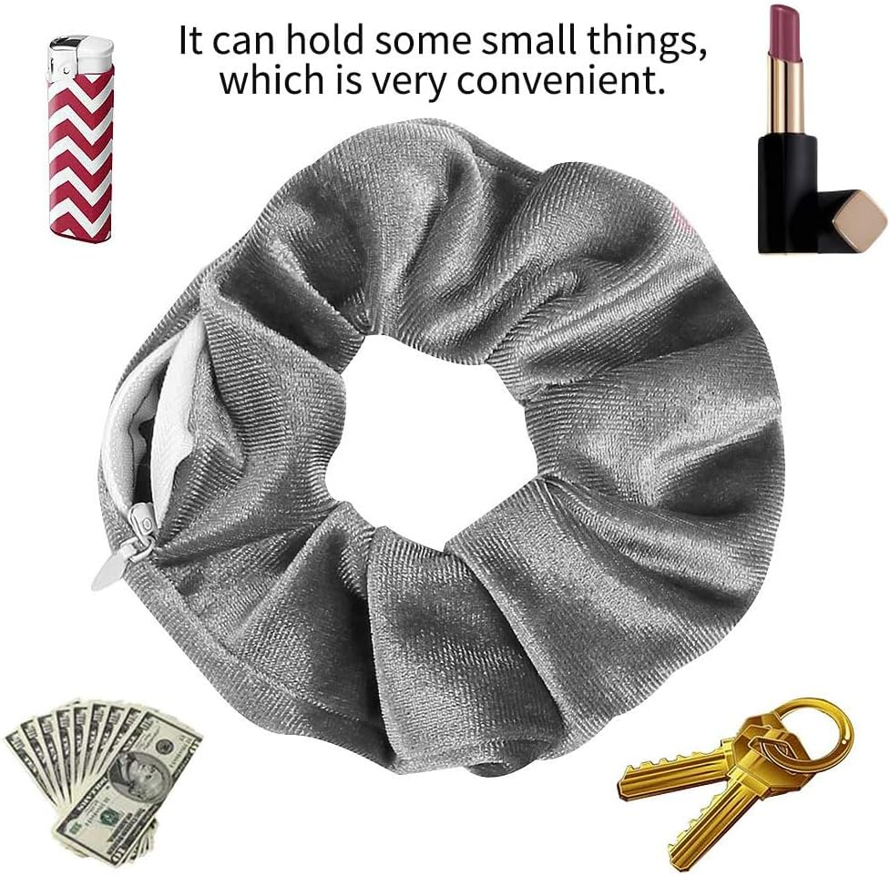 WERIGONI Pack of 3 Women'S Hair Bobbles with Zip, Elastic Hair Bobbles with Hidden Zip Pocket, Secret Compartment, Scrunchie image number 3