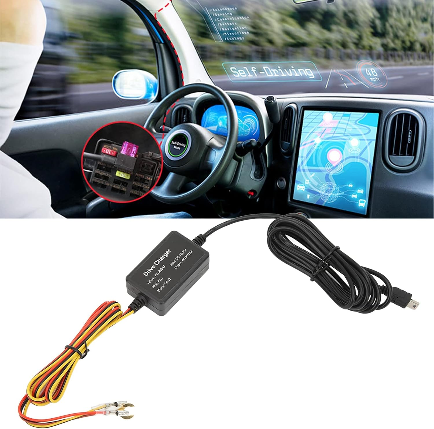 Rengu Dash Cam Hardwire Kit, GPS Navigator Flexible USB Hardwire Kit (Mini) image number 6