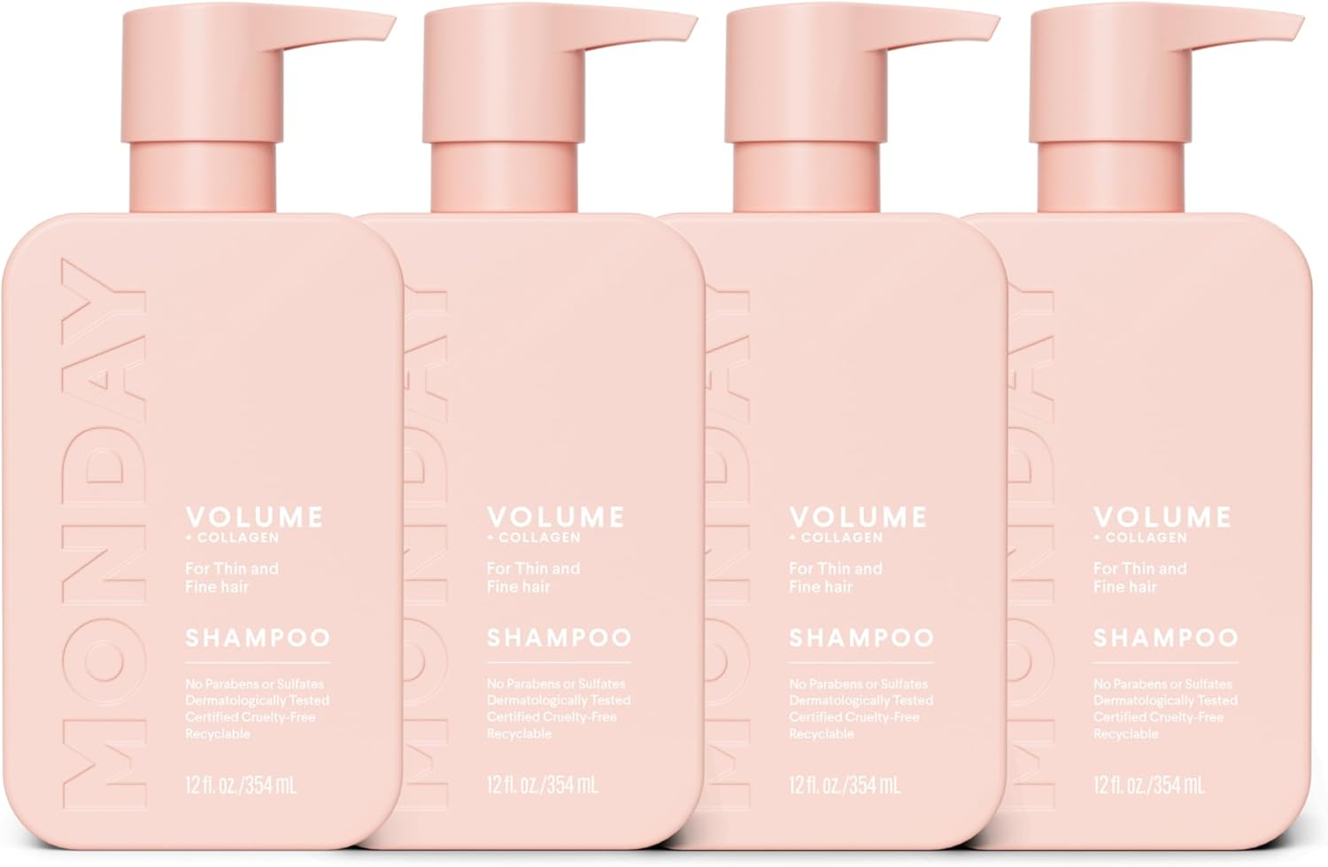MONDAY HAIRCARE 4 X 354 Ml Volume Shampoo for Thin, Fine, and Oily Hair, Made from Coconut Oil, Ginger Extract, & Vitamin E, 100% Recyclable Bottles image number 6