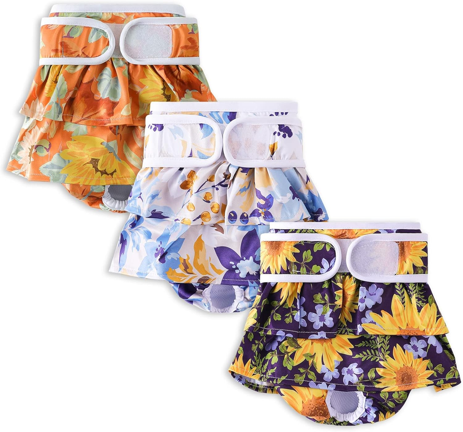 COMSLE Female Dog Heat Pants Pack of 3 M, Highly Absorbent and Sanitary Towels Dog Nappies for Female Dogs, Adjustable Size