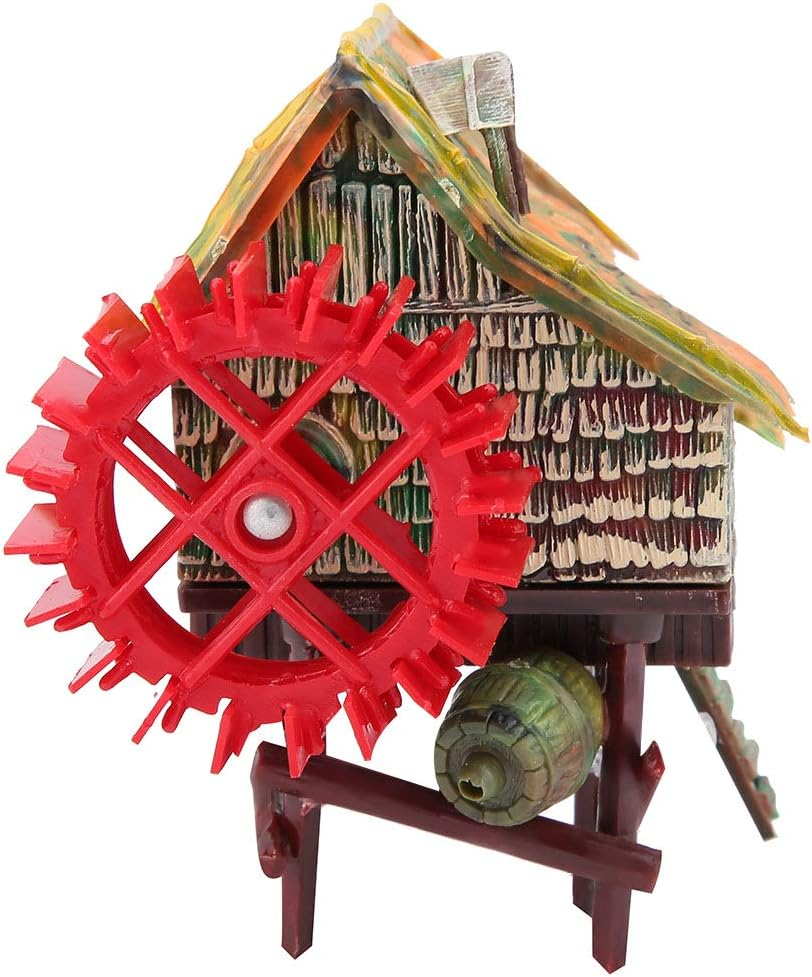 Vividly Color Rotatable Waterwheel Windmill Aquarium, Aquarium Big Water Wheel Landscaping, Waterwheel Hut for Aquarium Office Fish Tank Household(Small Waterwheel) image number 5