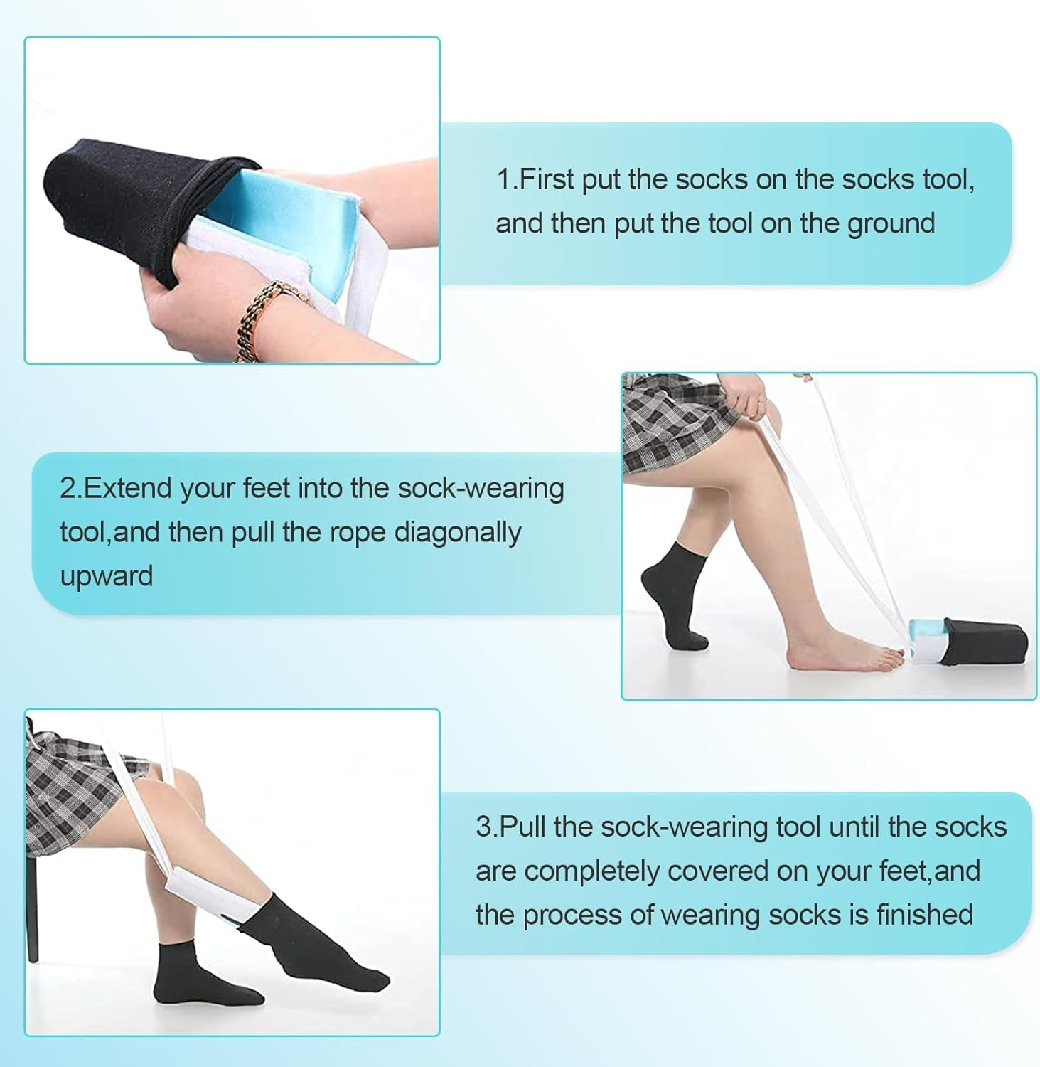 Sock Aid Tool,Easily Pull on Socks without Bending, for Elderly, Disabled,Pregnant, Diabetics image number 5