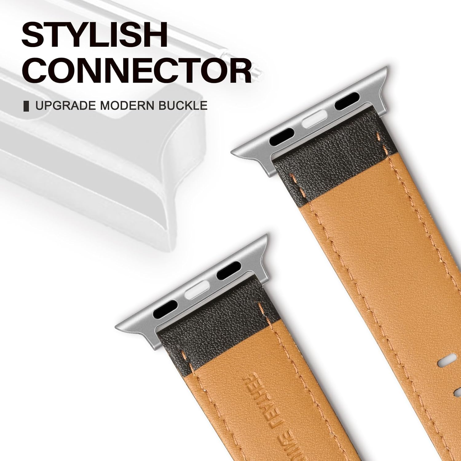 EDIMENS Leather Bands Compatible with Apple Watch 42Mm 44Mm 45Mm Band Men Women,Vintage Genuine Leather Wristband Replacement Band Compatible for Apple Iwatch Series 8 7 6 5 4 3 2 1 SE Sports Edition image number 3