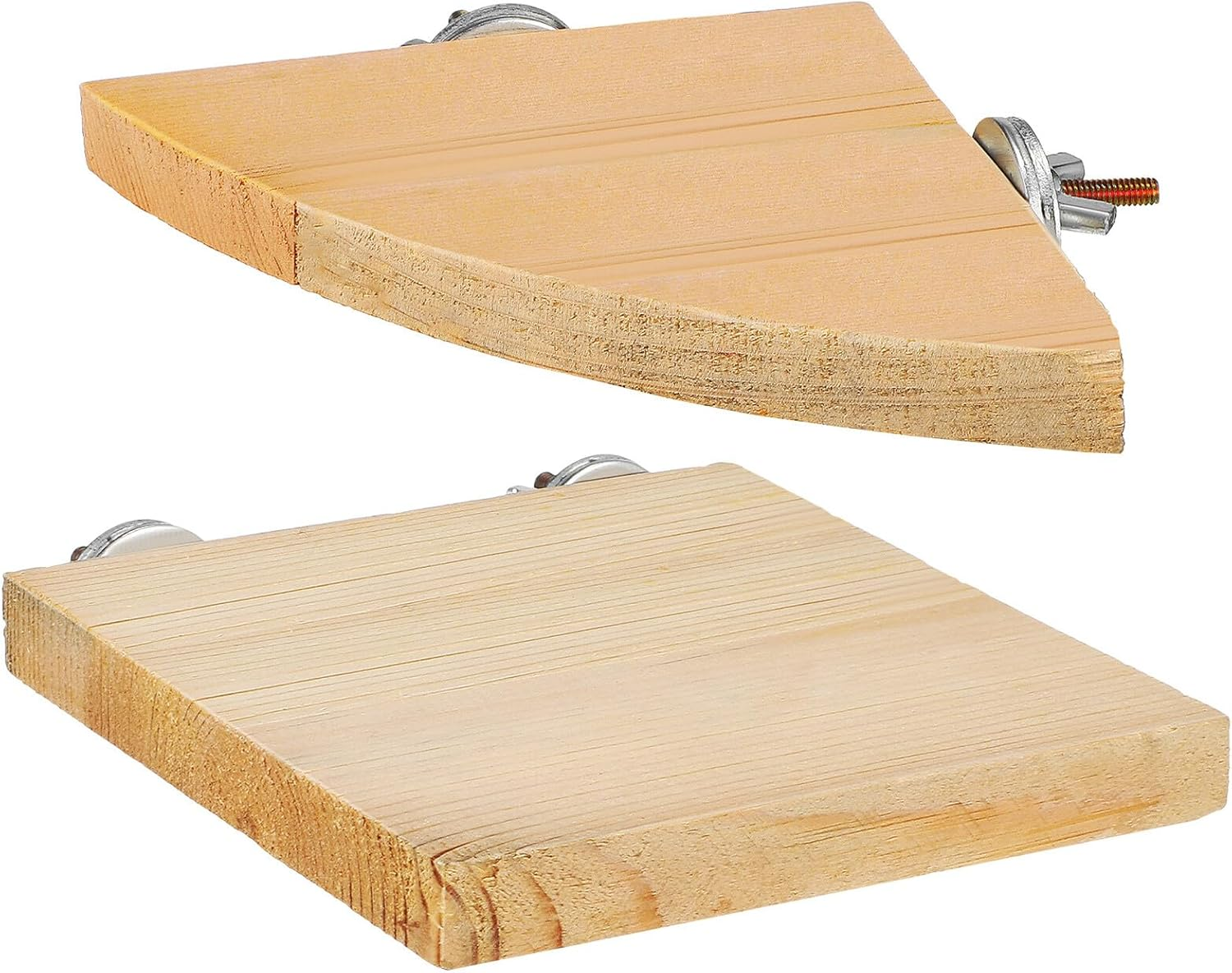 GANAZONO 2 Pcs Wooden Bird Perch Platforms for Parakeets and Small Birds Flat Natural Wood Stands with Screw Mounts Non-Toxic Cage Accessories for Cockatiels Conures Finches Slip-Resistant image number 6