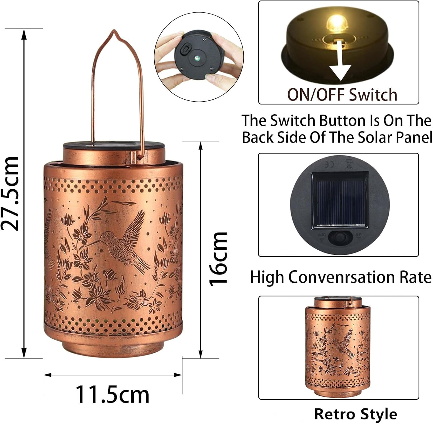 Solar Lights for Outdoor Hanging - 1 Piece Solar Lights for Outdoor Garden - IP65 Waterproof Solar Lantern for Outdoor Metal Solar Garden Lights for Outdoor Garden Balcony Decorative Lighting (1 Piece image number 2