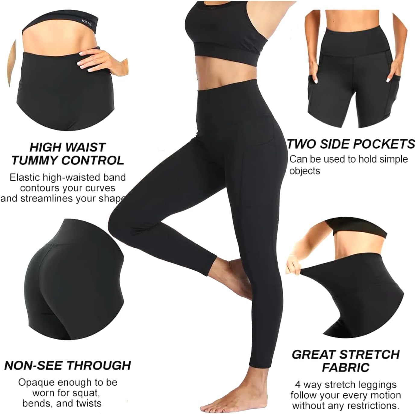 M2M STYLE High Waisted Tummy Control Leggings for Women &ndash; Buttery Soft, Stretchy Workout Pants with Pockets for Yoga, Gym & Daily Wear
