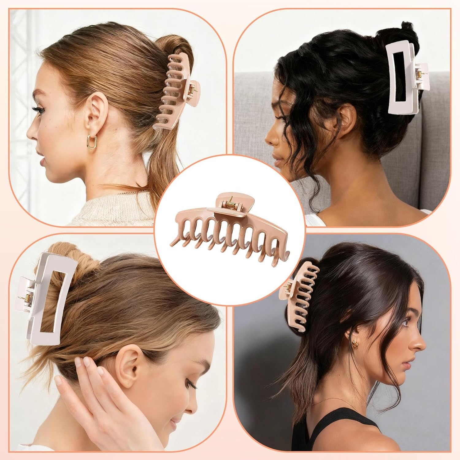 Xanthelle Hair Clips, 4 Pieces Hair Claws for Women & Large Hair Clips, Flexible Silicone Hair Clips, Duckbill Hair Claw, Non-Slip Claw Clips